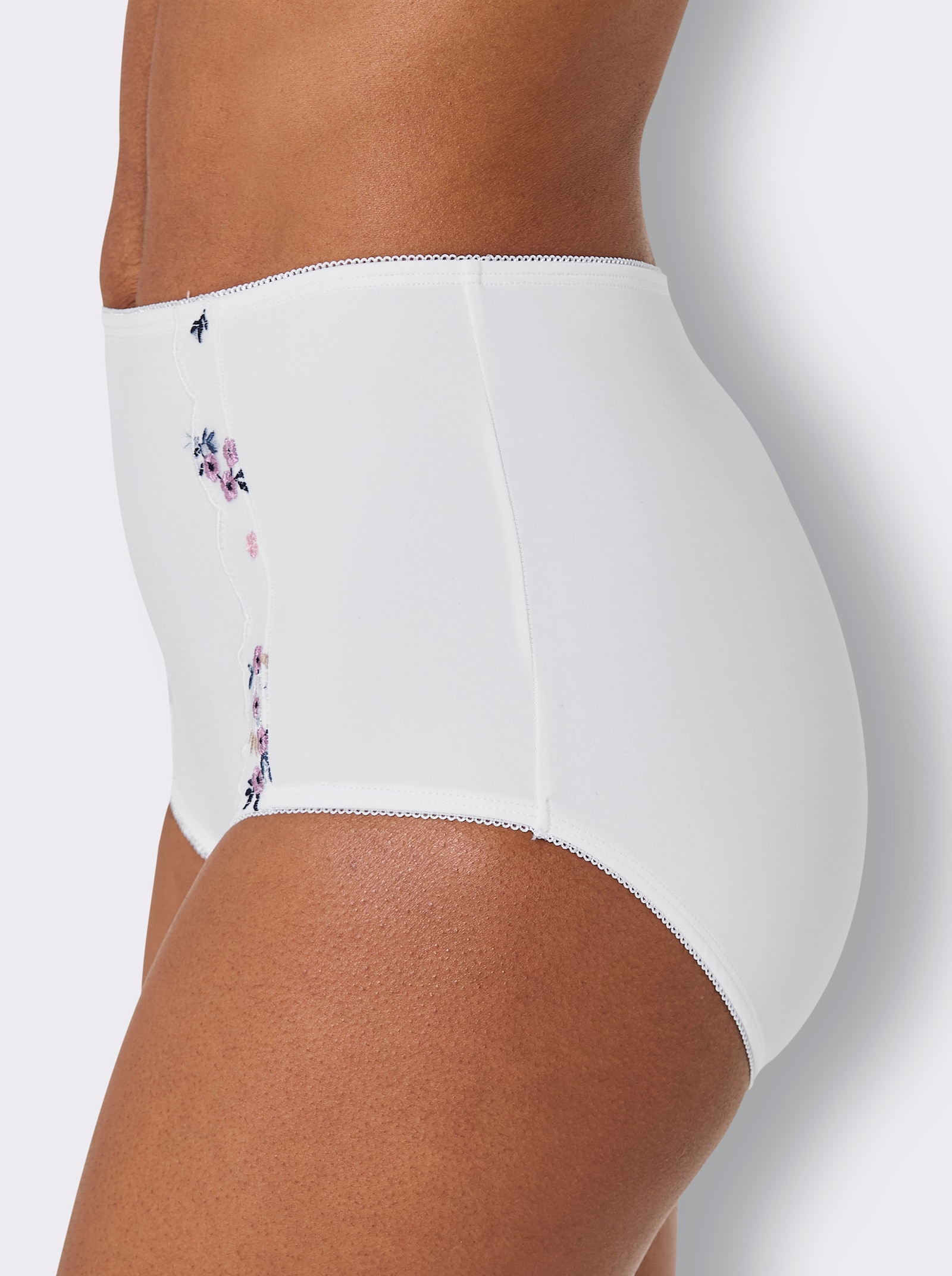 wäschepur Taillenslip mit Mäusezähnchen-Borte - weiß-mauve + weiß