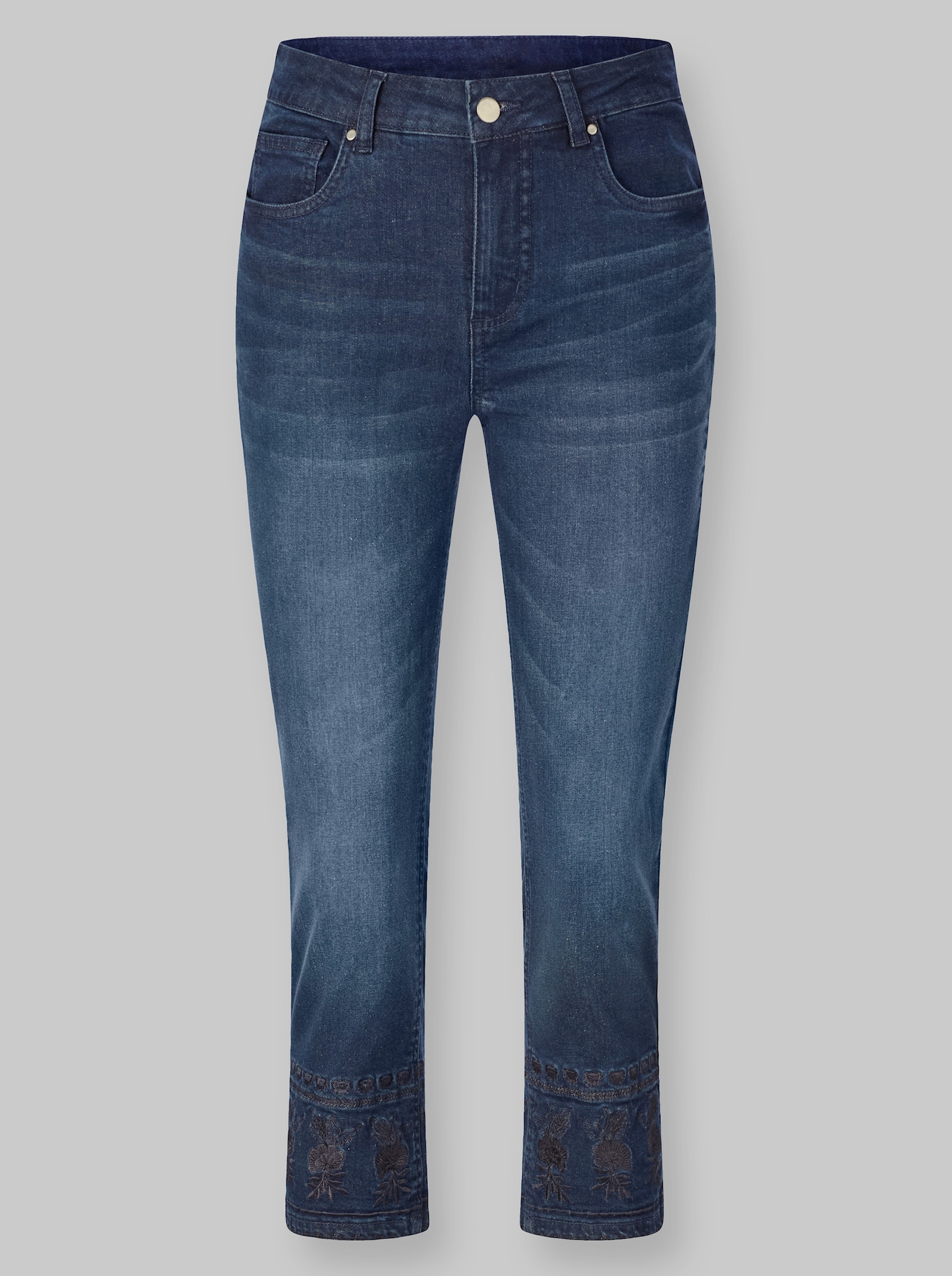 heine Push-up-Jeans mit Blumenstickerei - dark blue