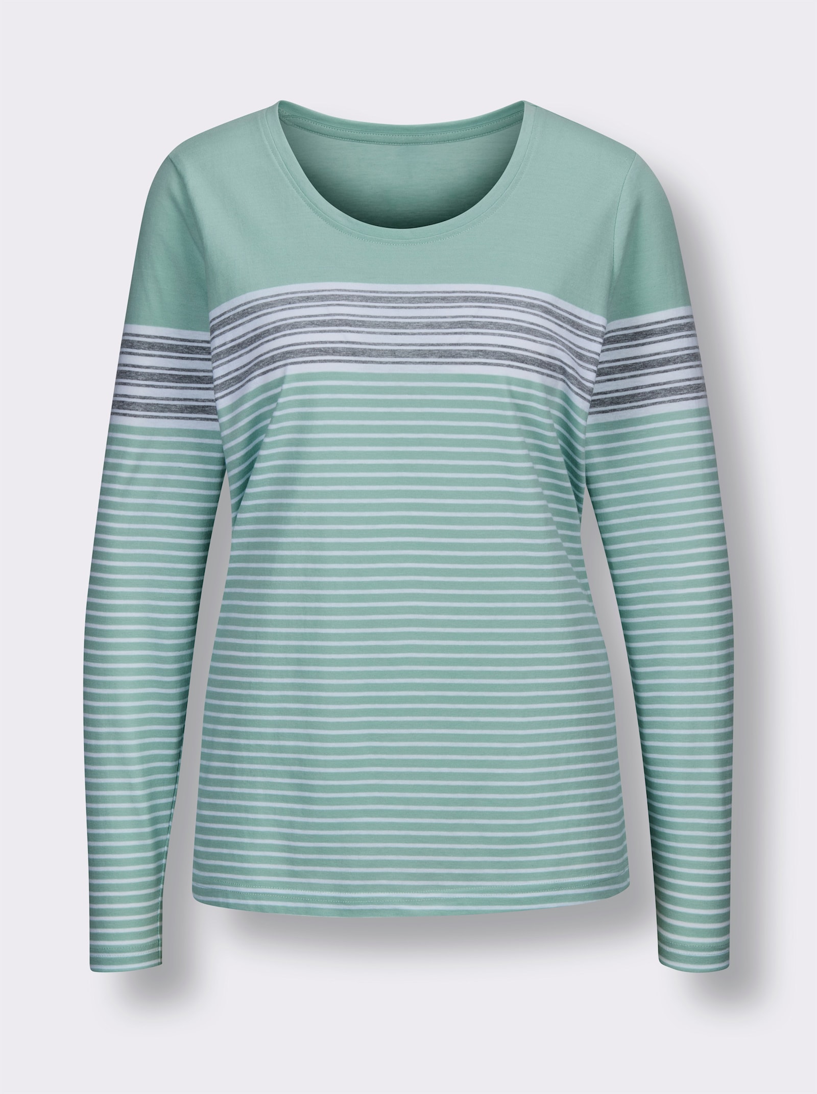 wäschepur Schlafshirt mit Ringelmuster - kalkmint-weiß-geringelt