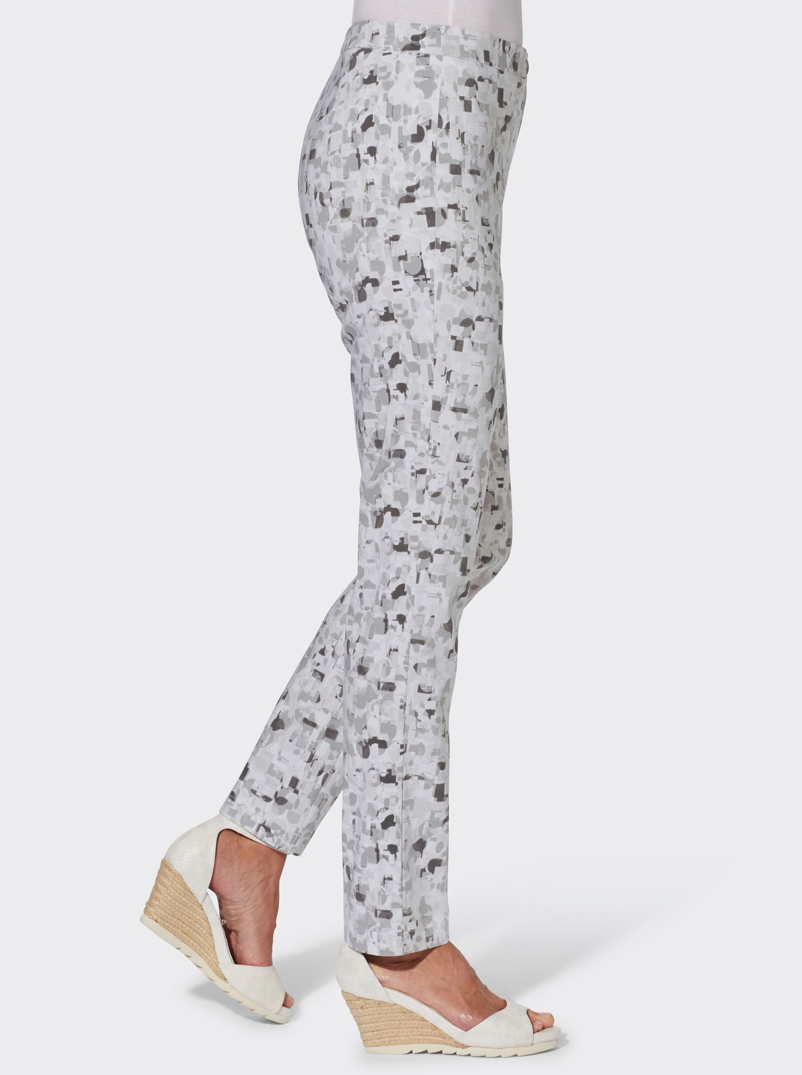 Bengalinhose im Grafik-Dessin - hellgrau-steingrau-bedruckt