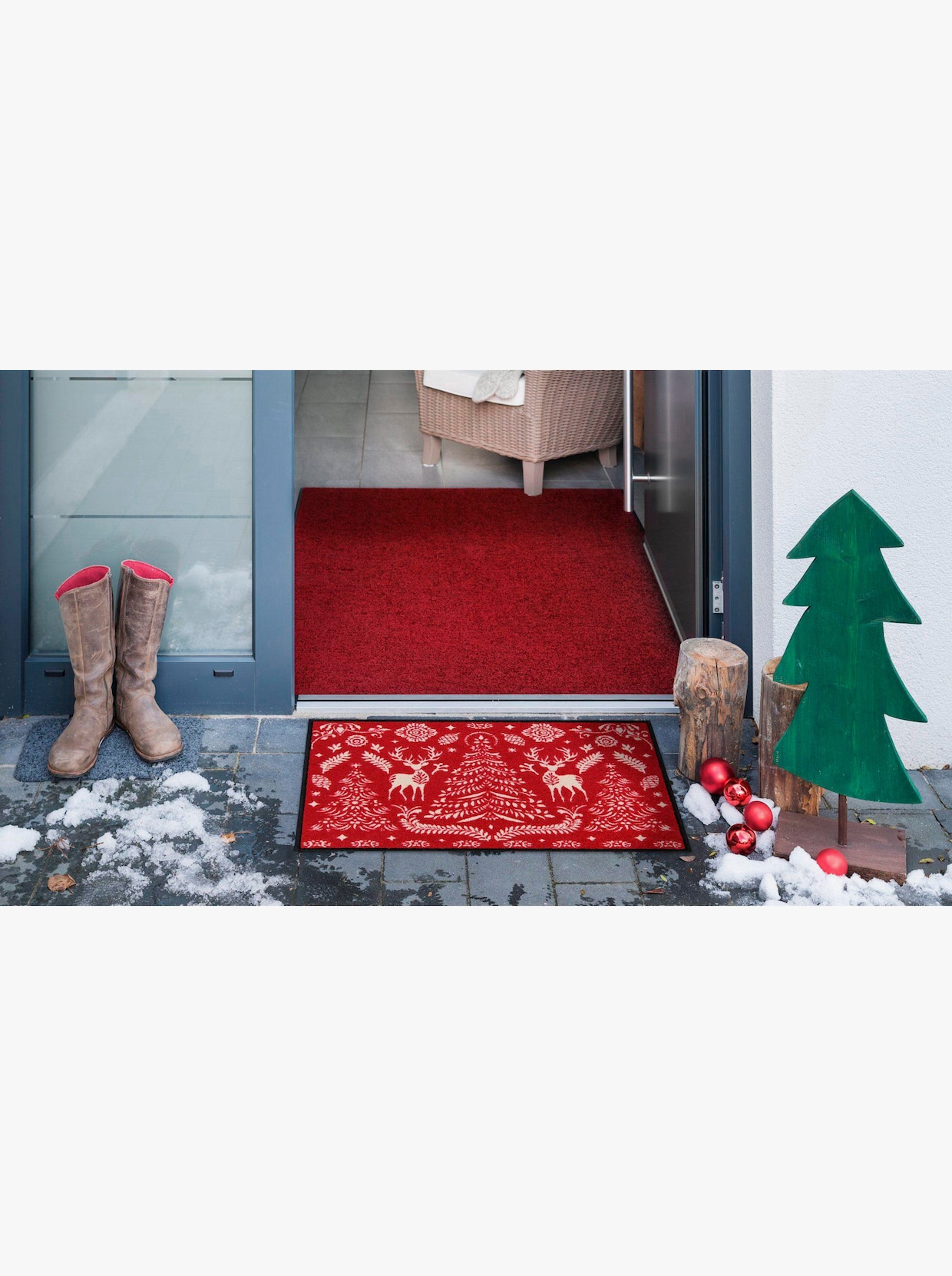 Salonloewe Fußmatte - rot-ecru