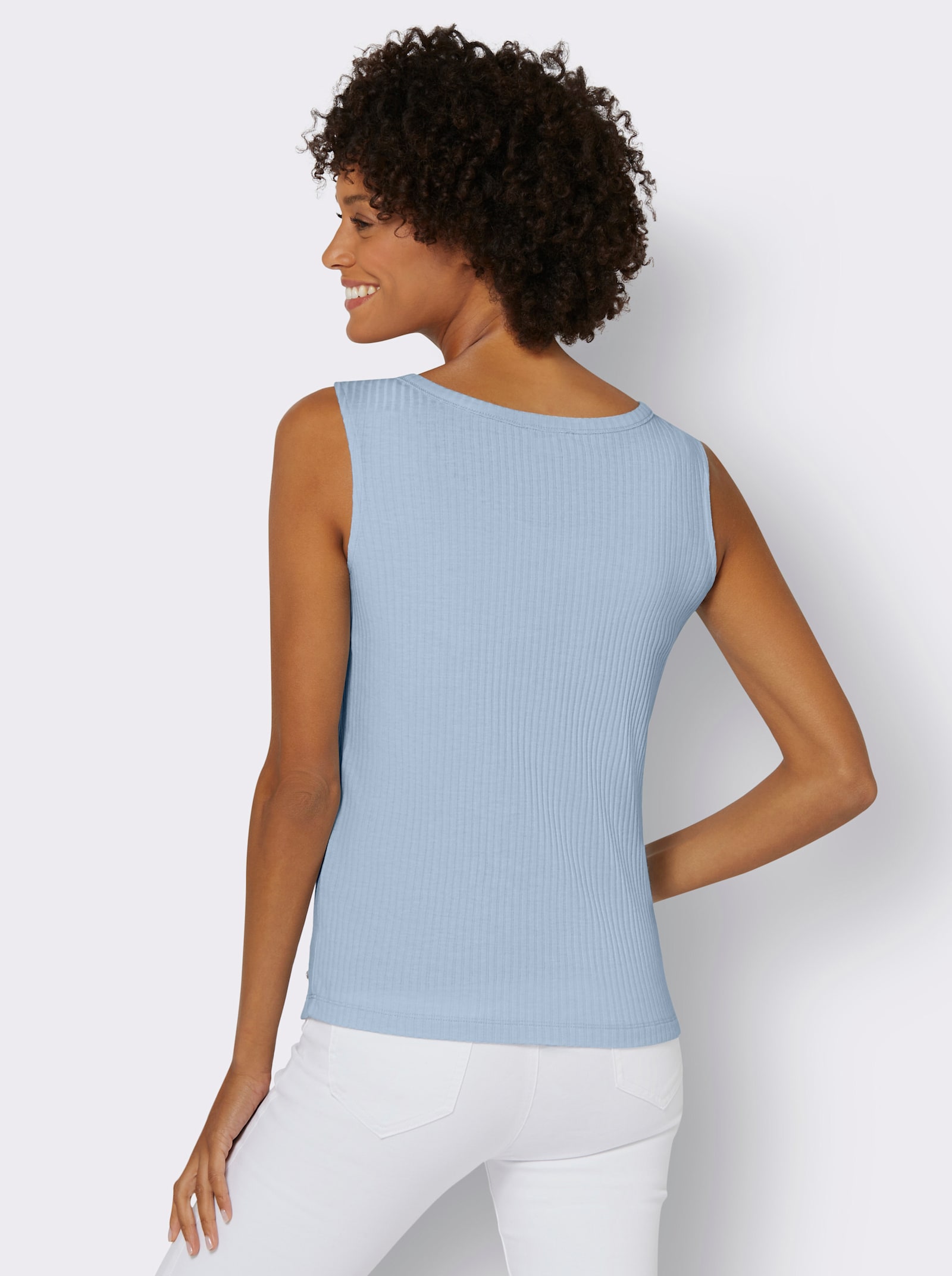 Shirttop in Ripp-Qualität - hellblau