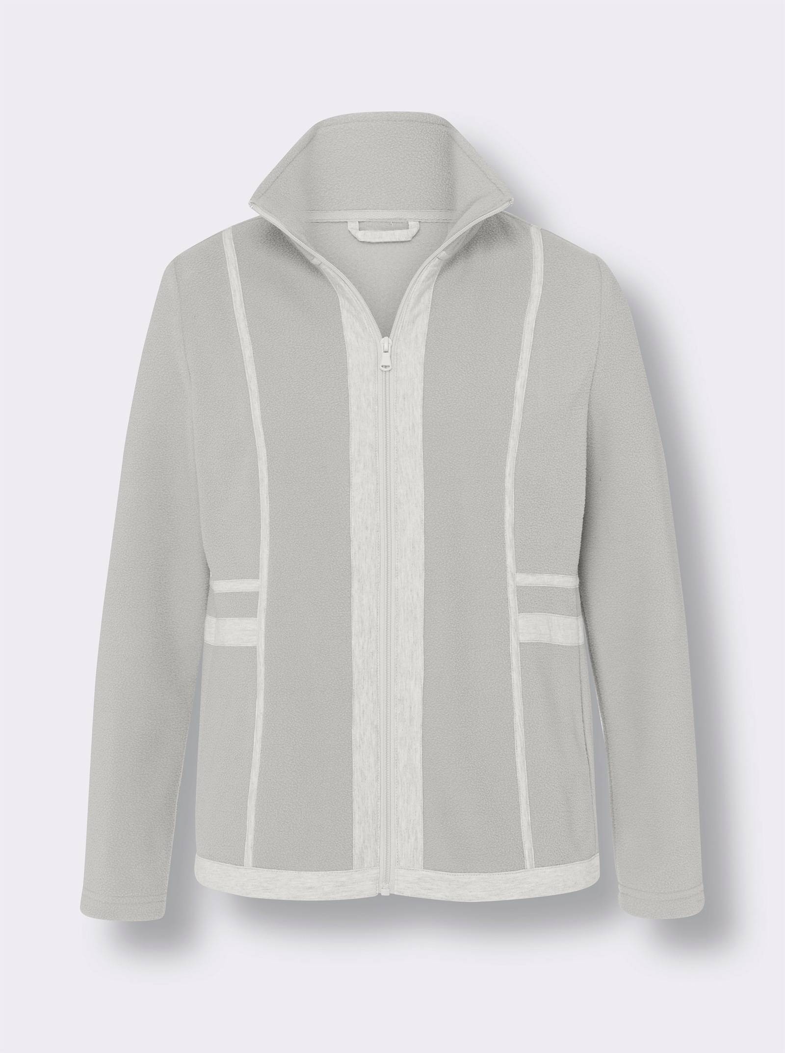 Fleecová bunda s kontrastními paspulkami - světlešedá