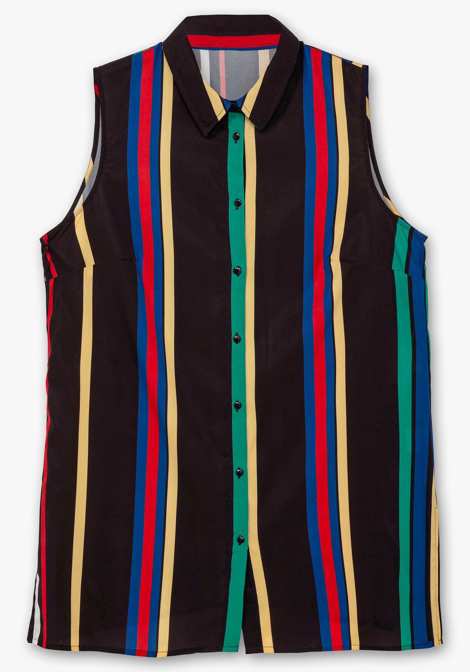 Blusentop in längerer Form, gestreift - schwarz-smaragd-gestreift