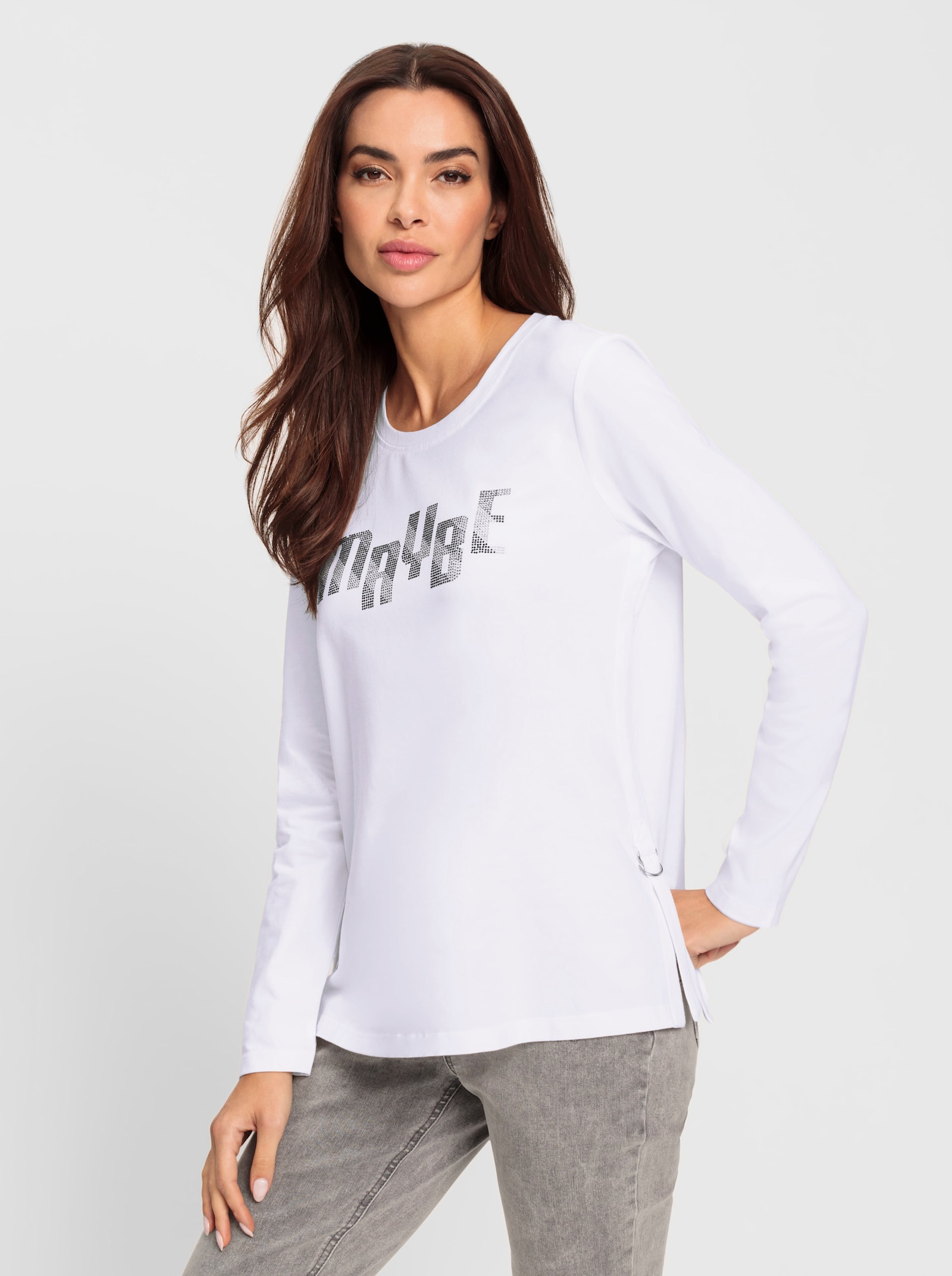 heine T-shirt à encolure ronde avec fentes latérales - blanc