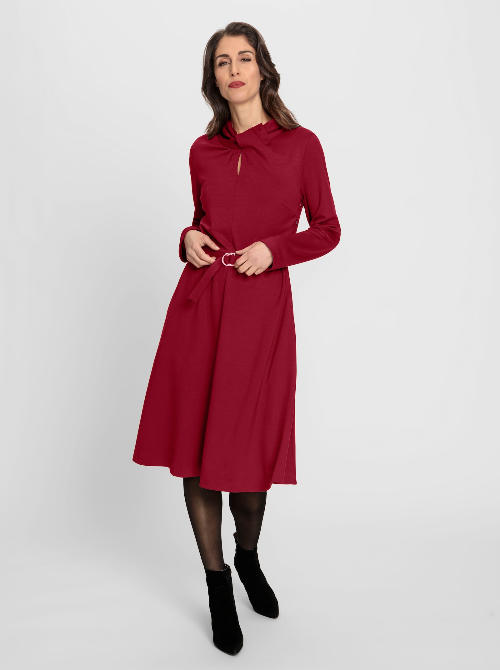 heine Jerseykleid mit Knoten am Ausschnitt - kirsche