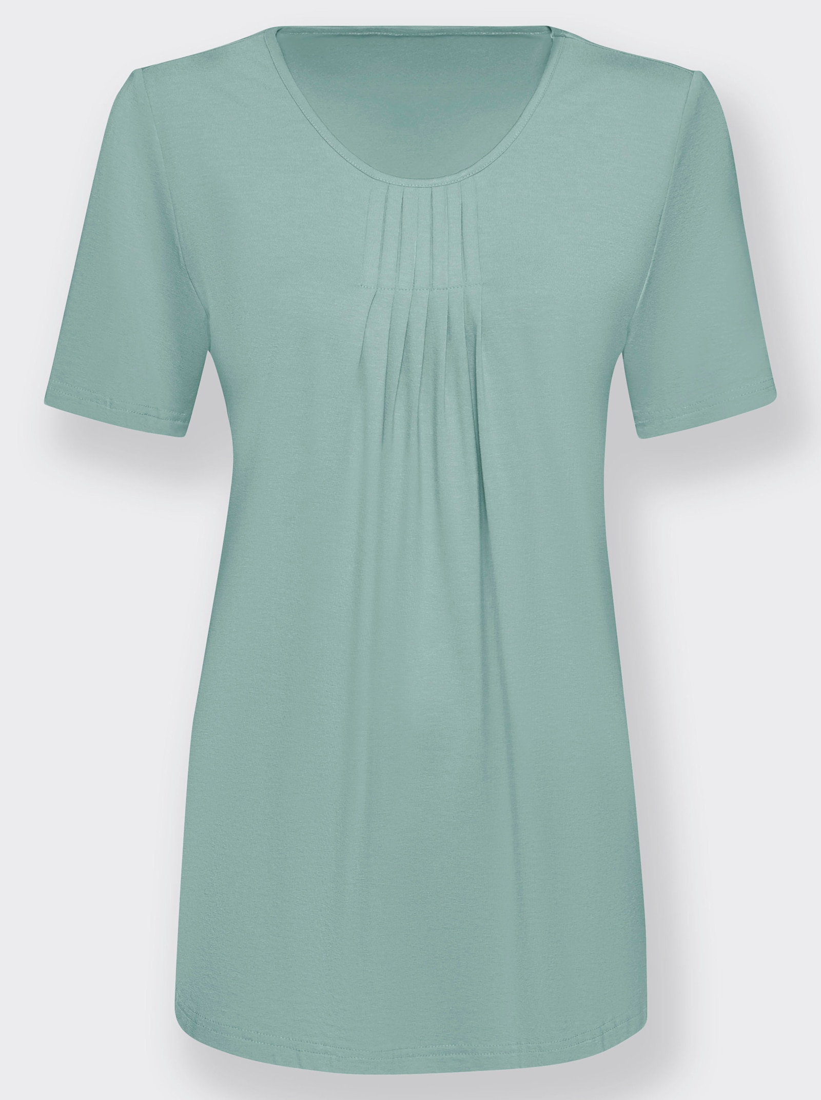 Shirt met ronde hals in A-lijn met plooien - mint