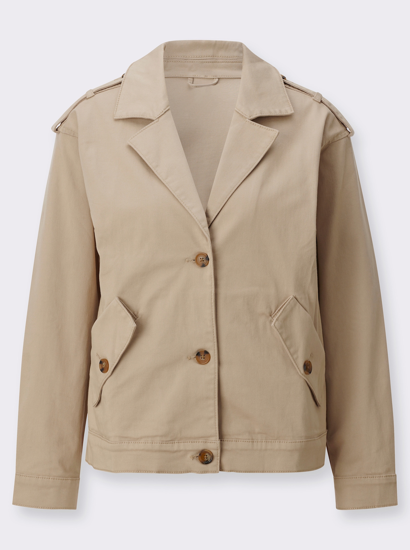 Jeansjacke mit Pattentaschen - beige