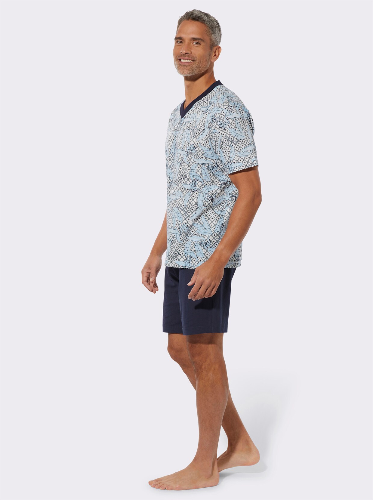 Shorty - eisblau-marine-bedruckt