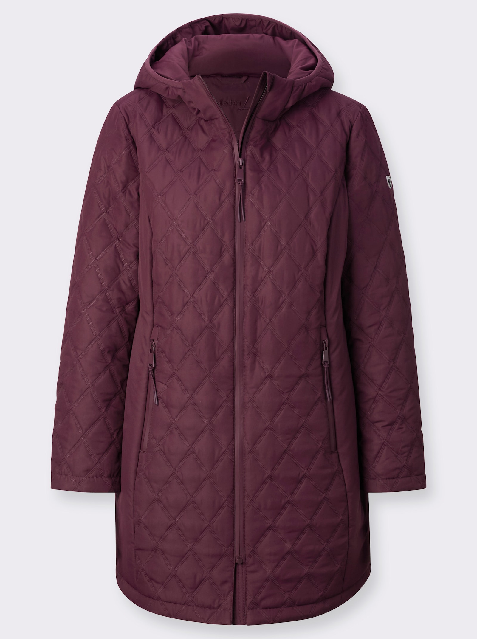 Kapuzenjacke im Rautenmuster - burgund