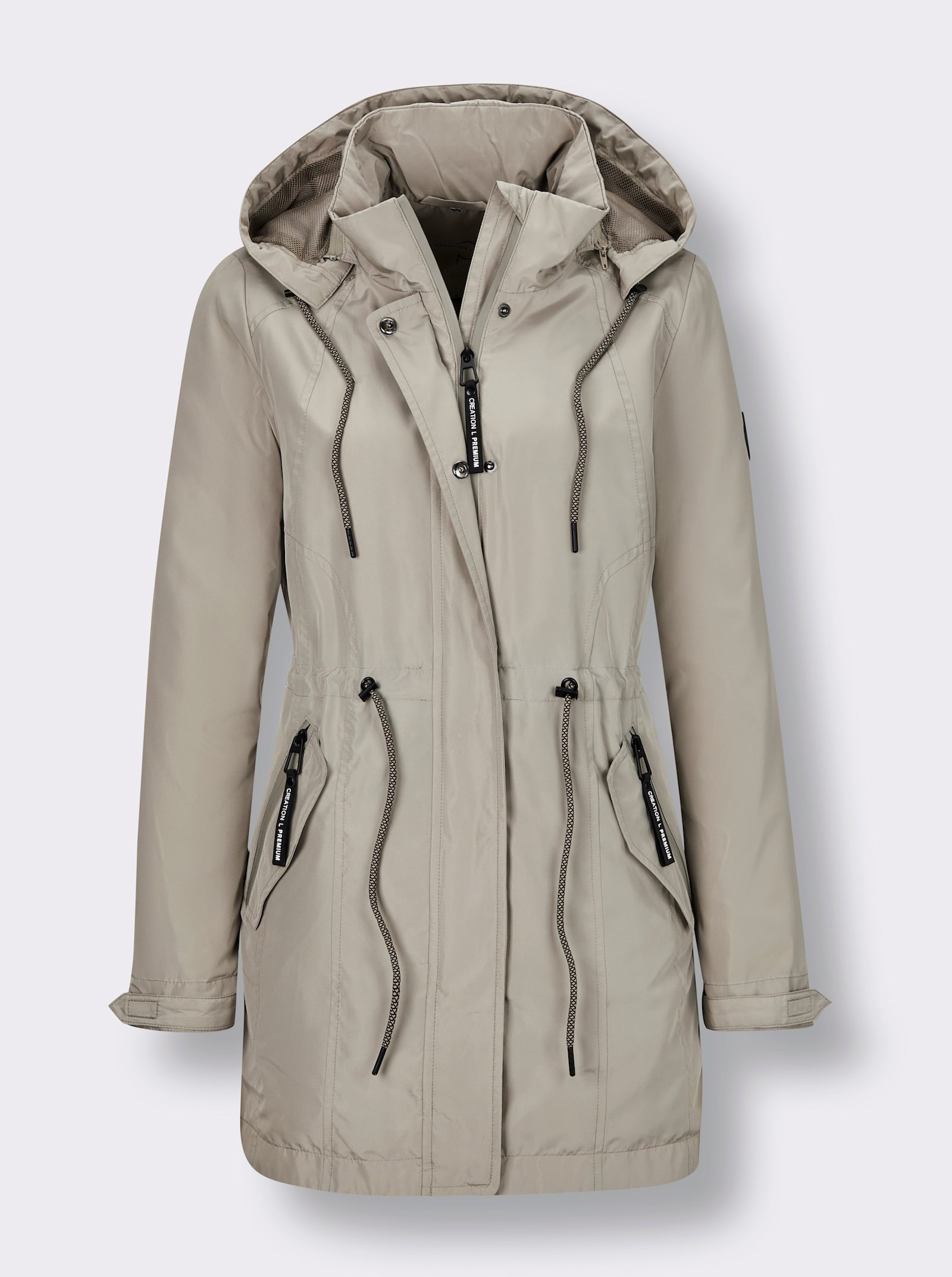 CREATION L PREMIUM Funktionsjacke mit Kapuze, abnehmbar - schlamm