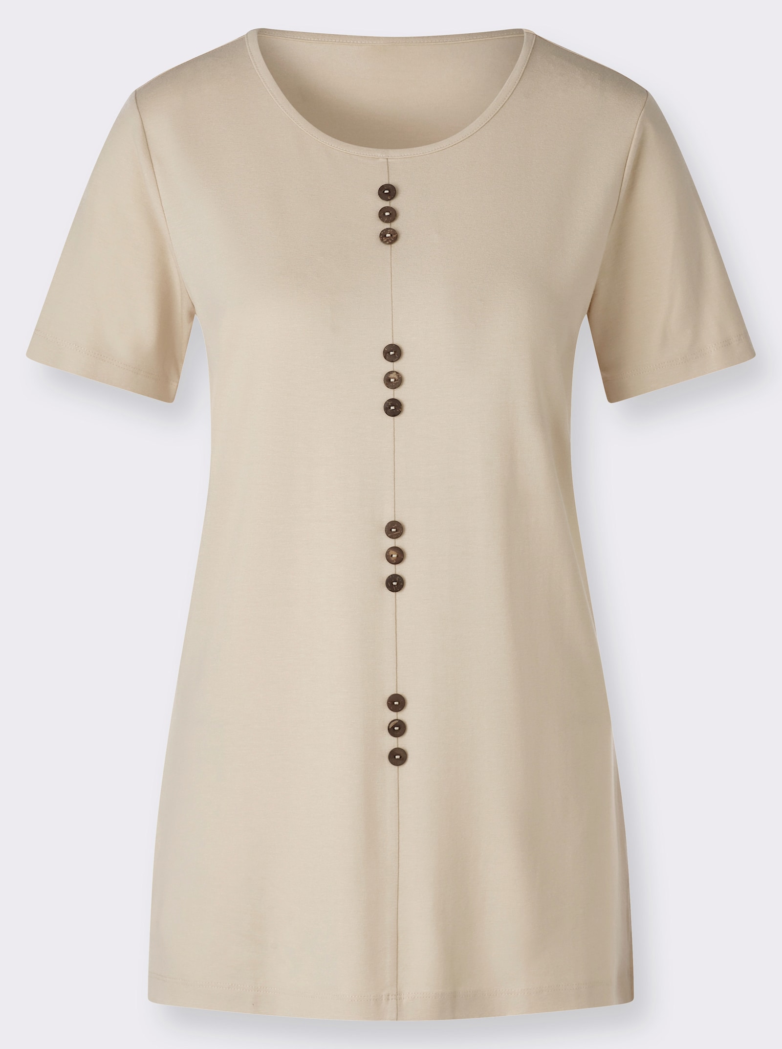 Longshirt mit Zierknöpfen - sand
