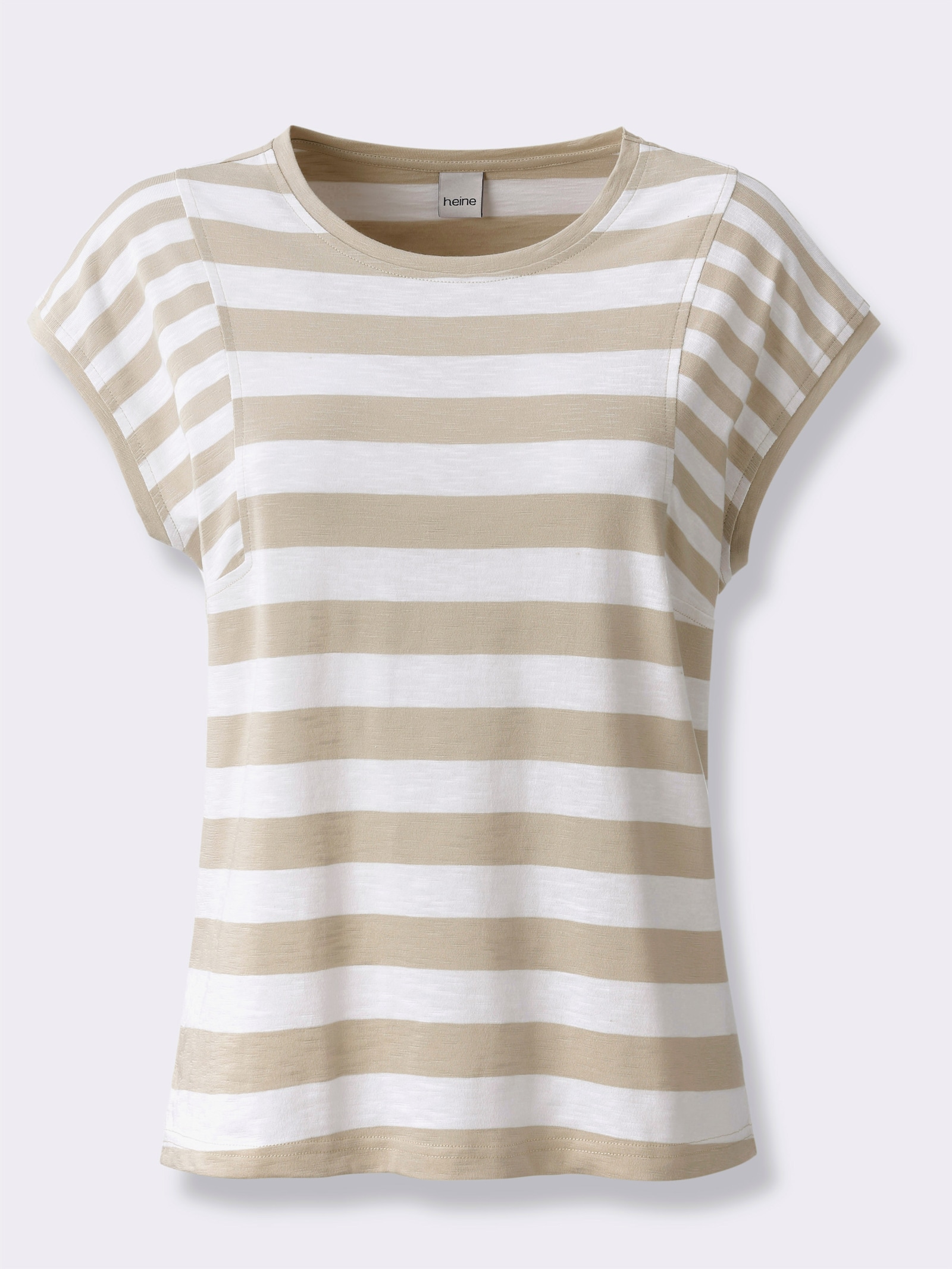 heine Streifenshirt aus Flammgarn - sand-weiß-gestreift