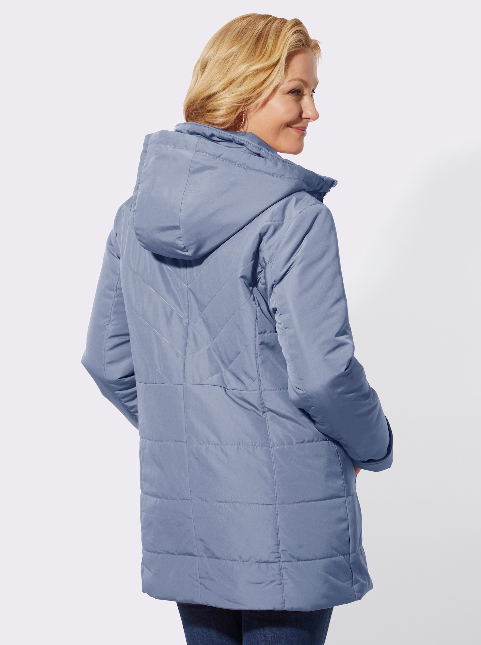 Jacke mit abzippbarer Kapuze - taubenblau