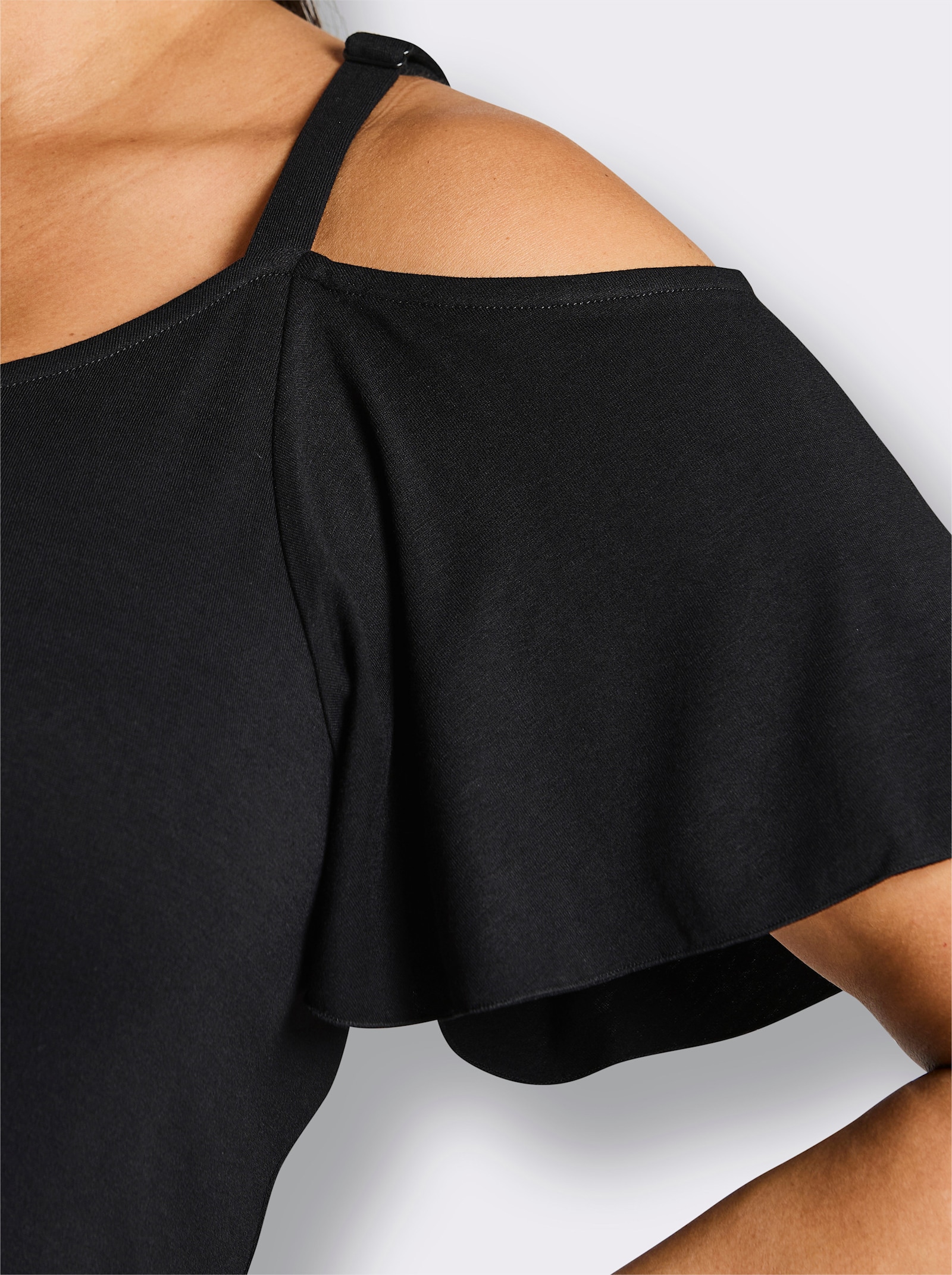sheego Carmenshirt mit fixierten Trägern - schwarz