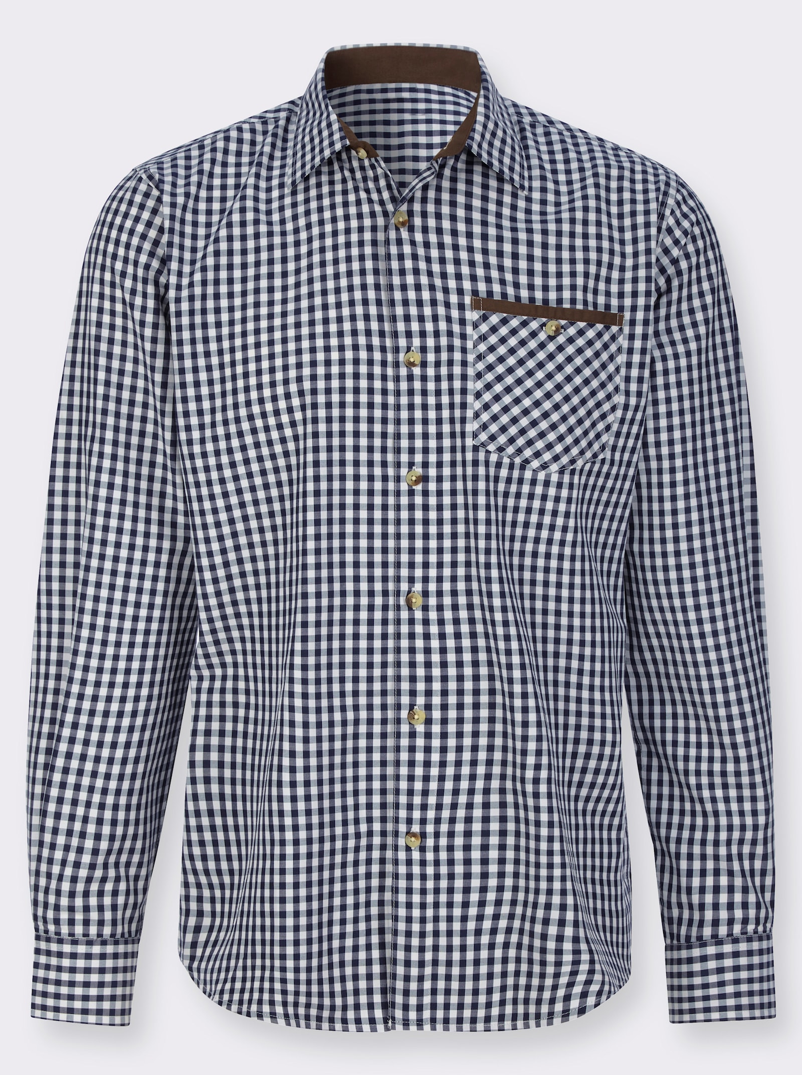 Rutig skjorta med knappar i hornimitation - marin, rutig