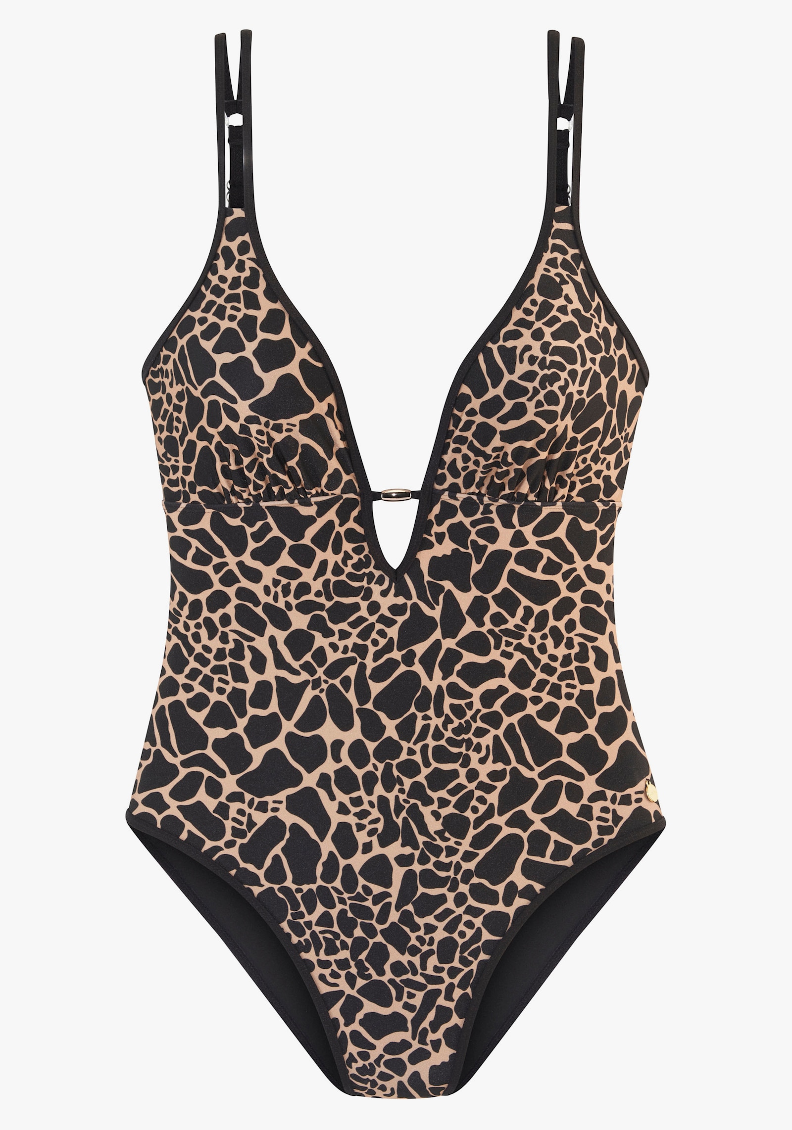 LASCANA Badeanzug - schwarz-gold