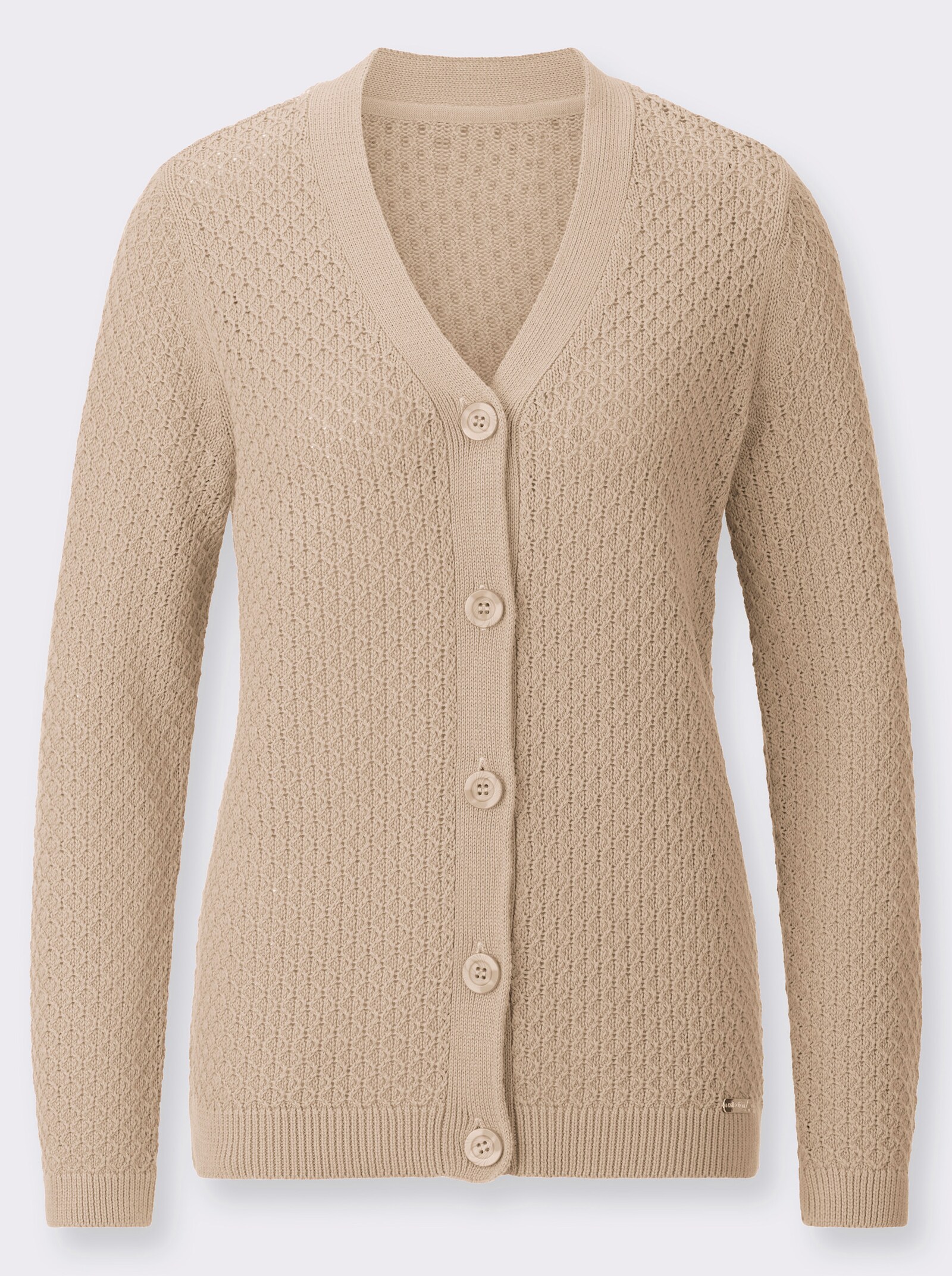 Strickjacke mit Rautenmuster - sand