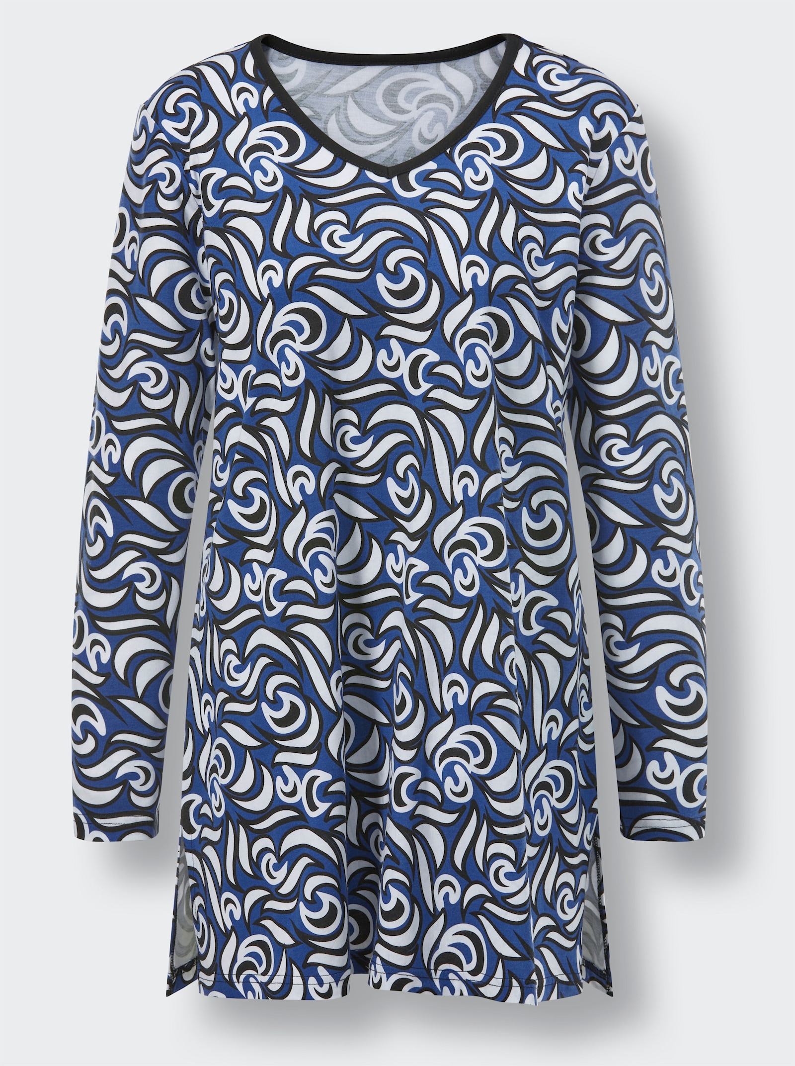 wäschepur Schlafanzug im Viskose-Mix - royalblau-schwarz-bedruckt