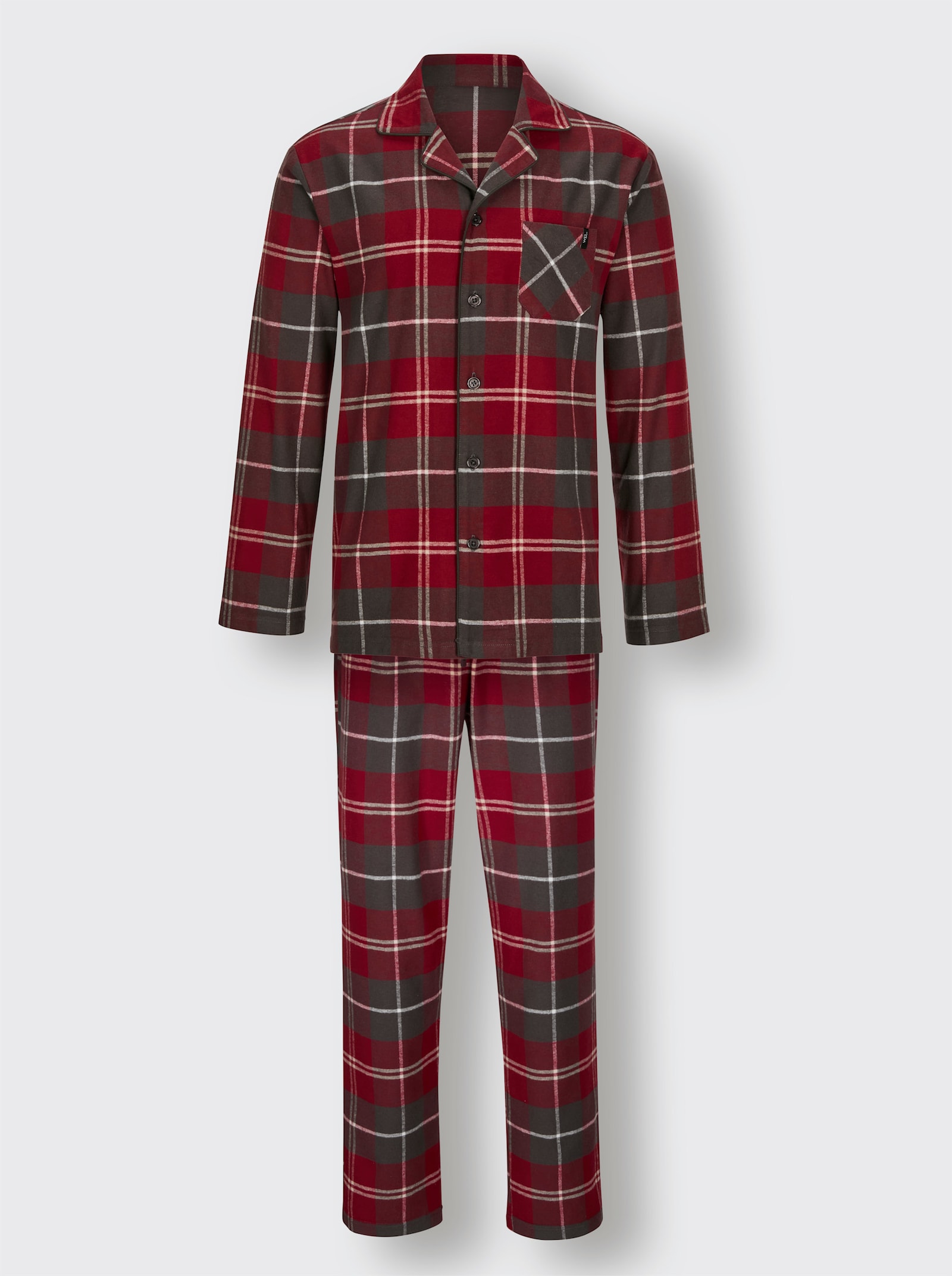 wäschepur men Pyjama - dunkelrot-graphit-kariert