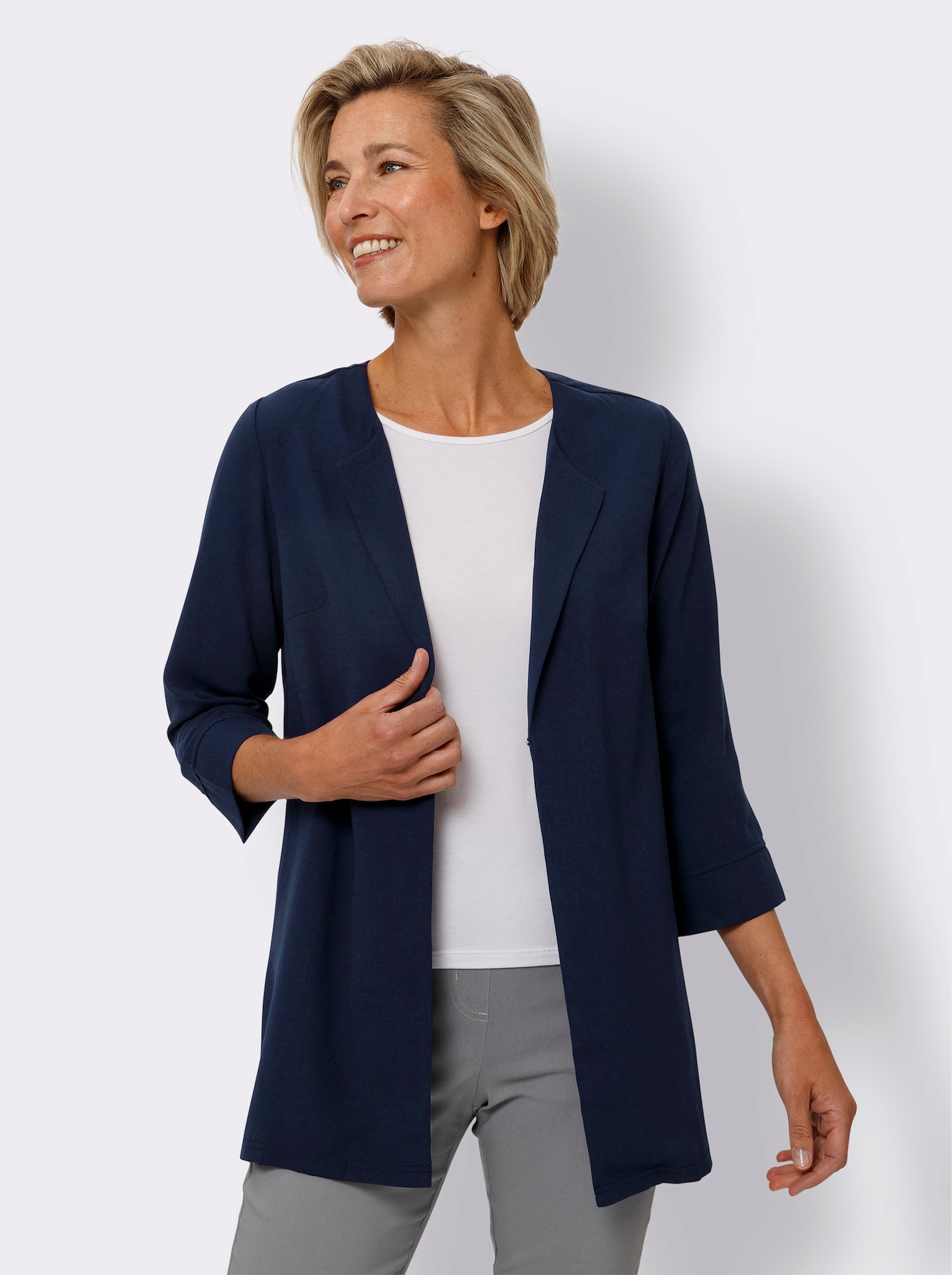 Shirtjacke mit Hakenverschluss - marine