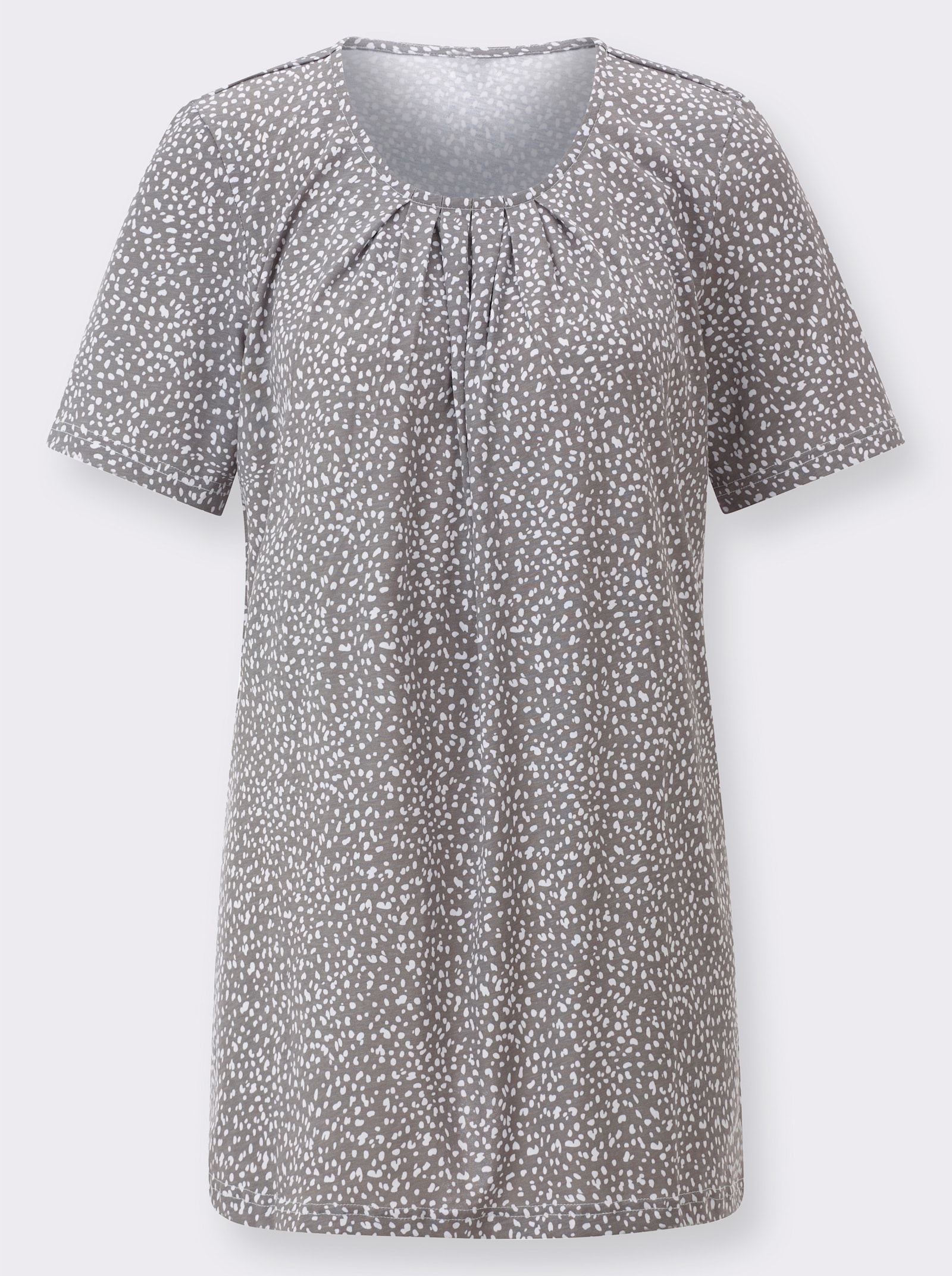 Lang shirt in casual wijdte - zwart/wit geprint