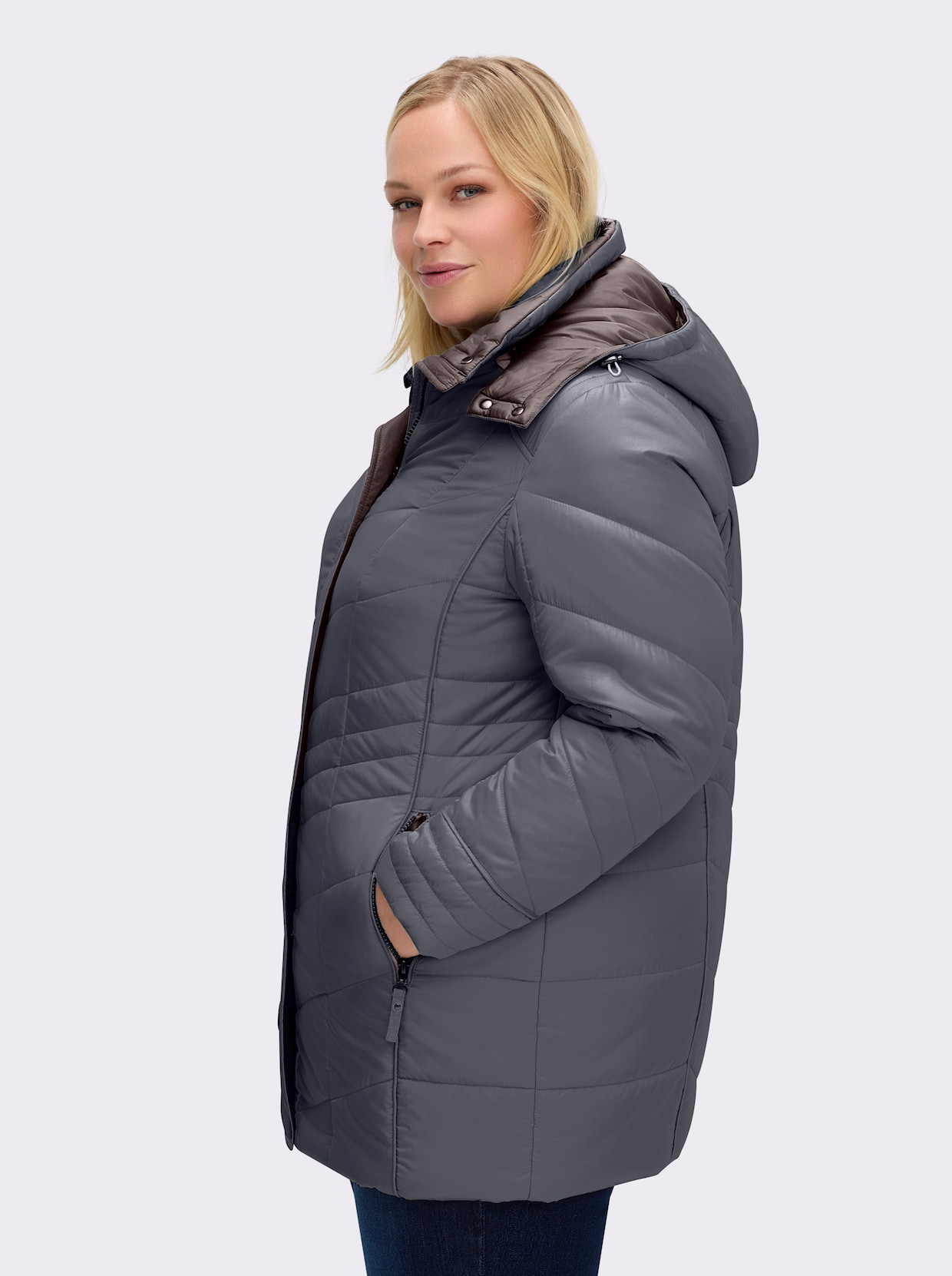 Steppjacke in Microfaser-Qualität, pflegeleicht - grau