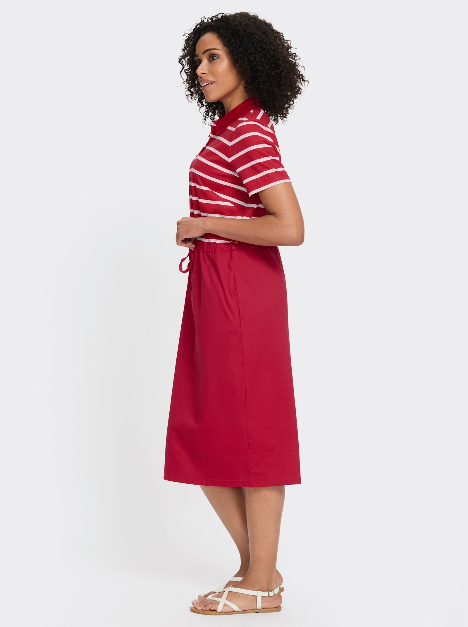 Jerseykleid mit 2 Nahttaschen - rot