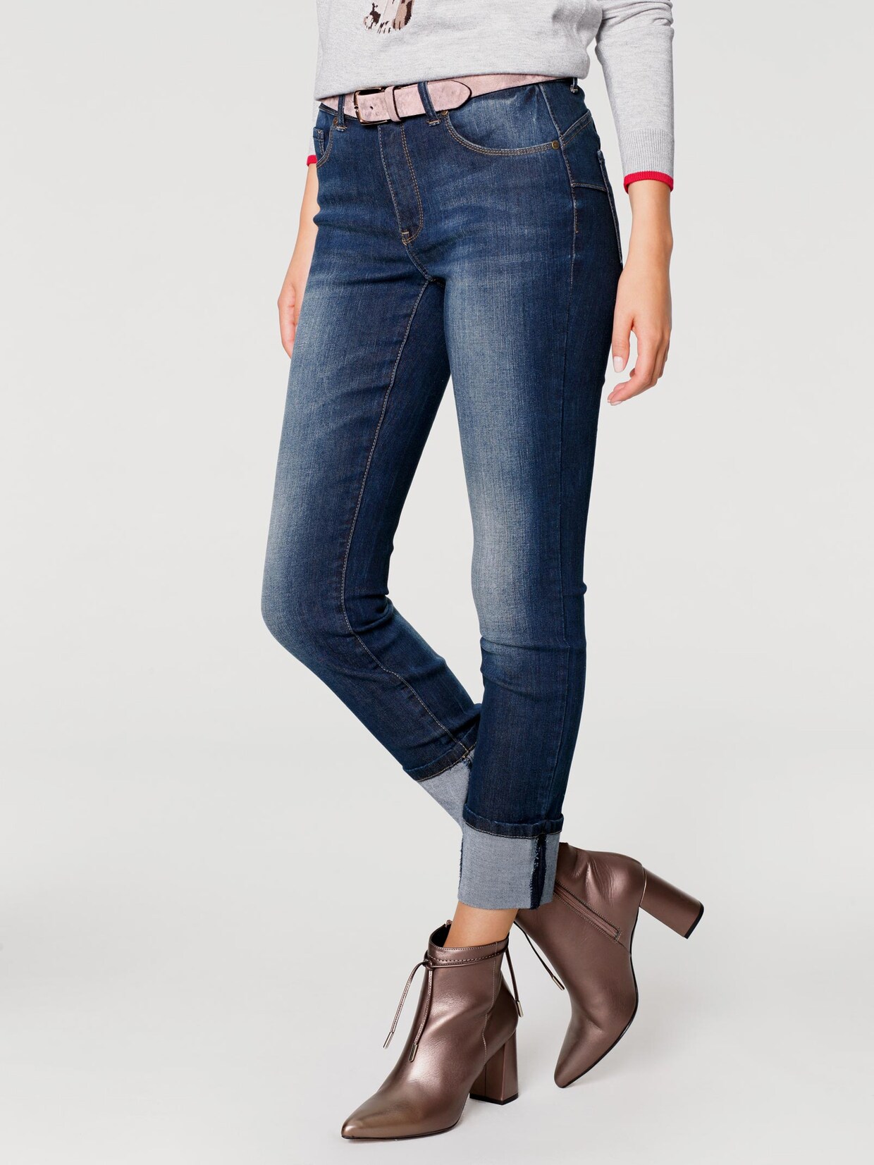Linea Tesini Bauchweg-Jeans - dark denim