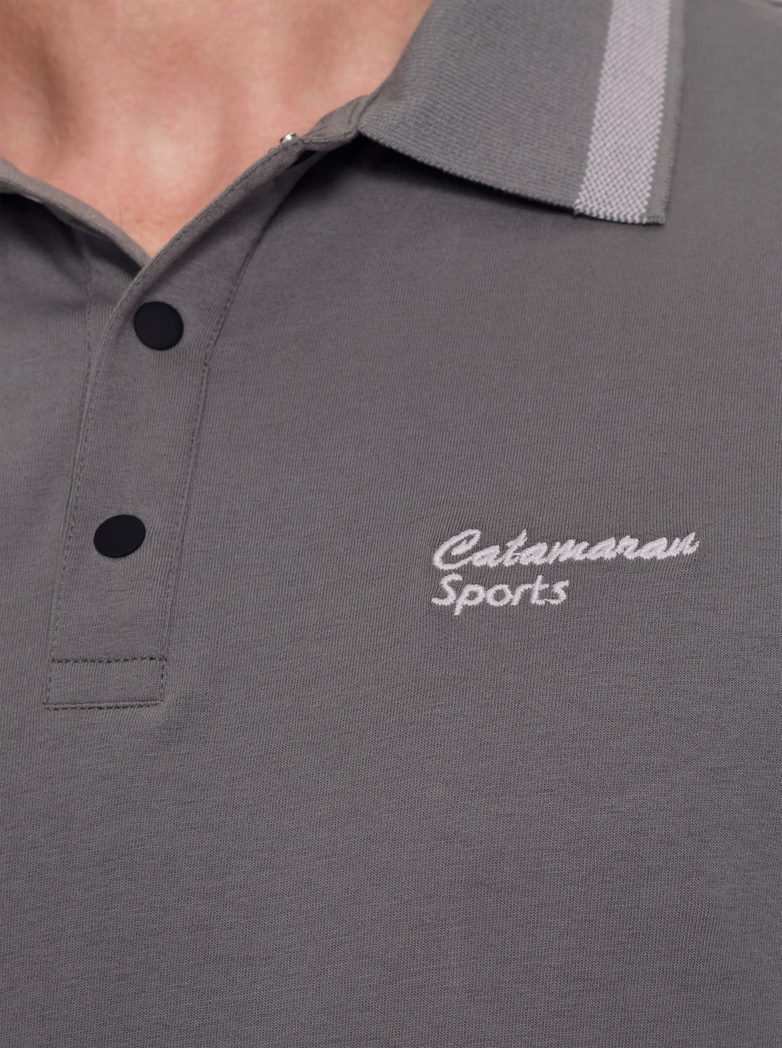 Catamaran Sports Kurzarmshirt mit Druckknopfleiste - anthrazit