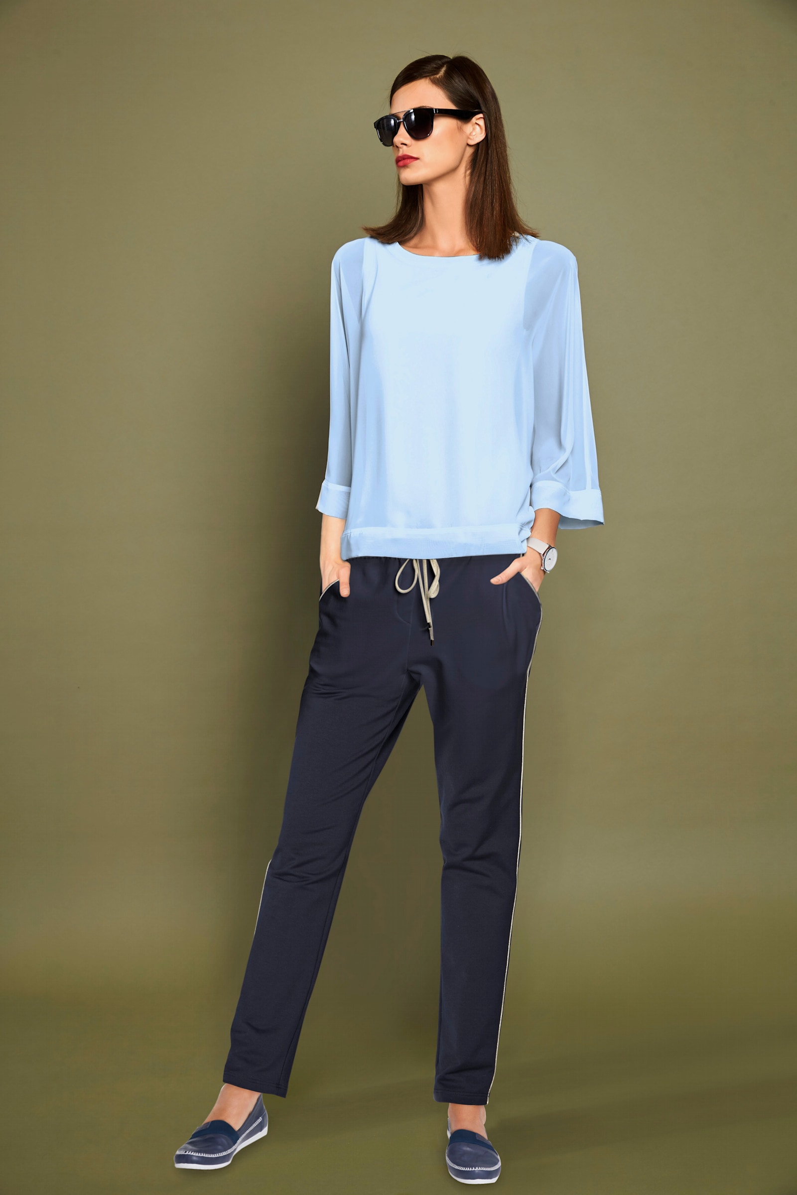heine Blouseshirt met vleermuismouwen - bleu