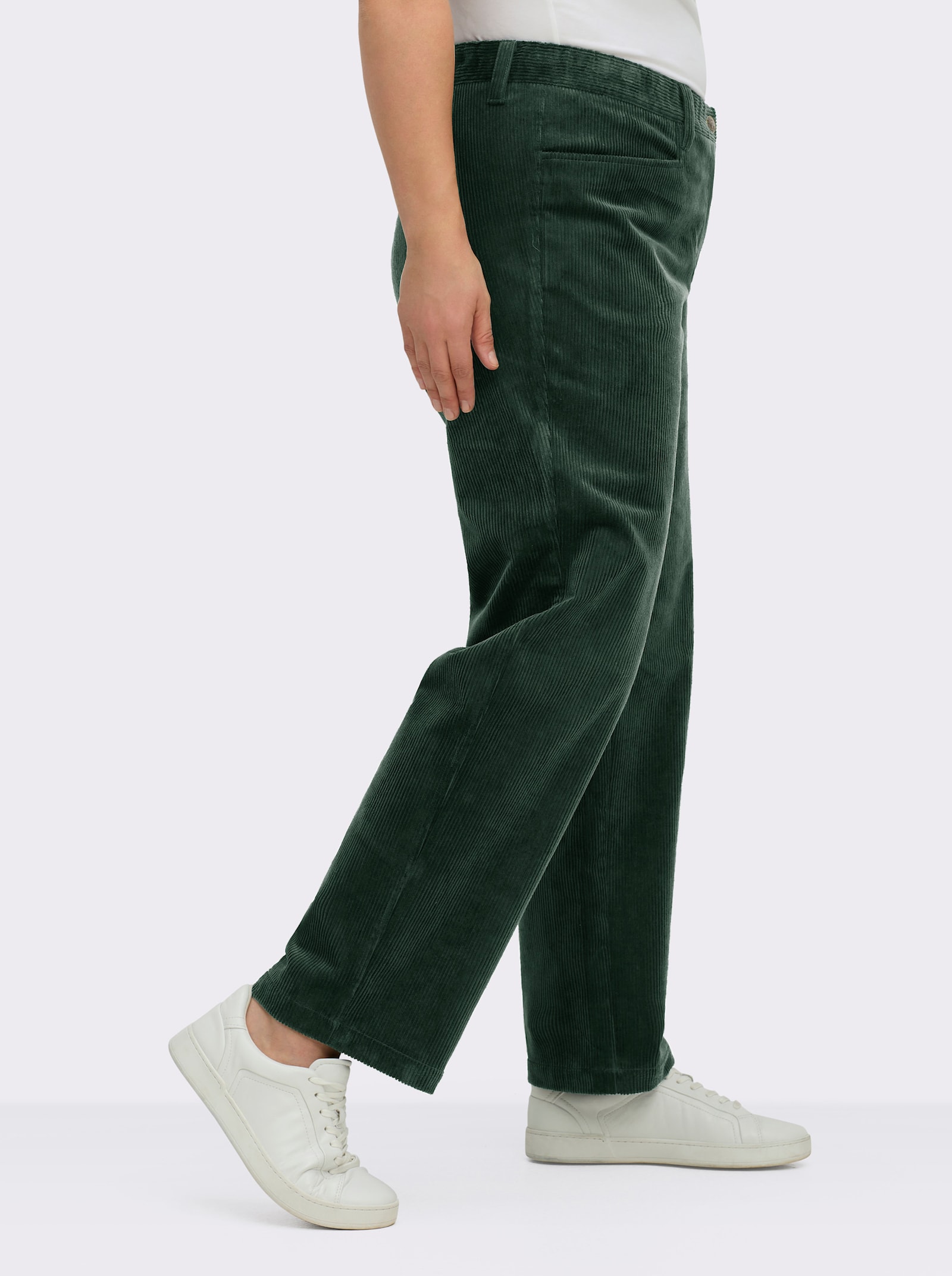 sheego Cordhose mit geradem Bein - moos