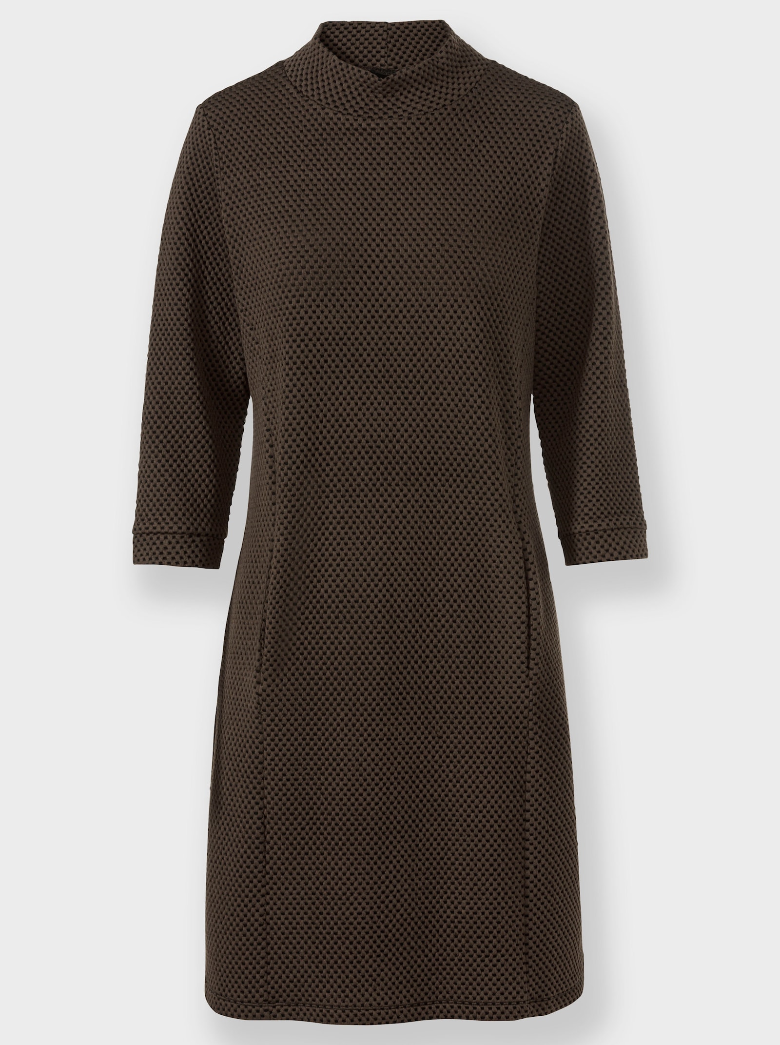 heine Robe en jersey avec structure gaufrée - taupe foncé-noir à motifs