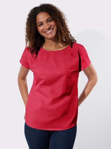 Baumwollbluse mit überschnittenen Schultern - rot