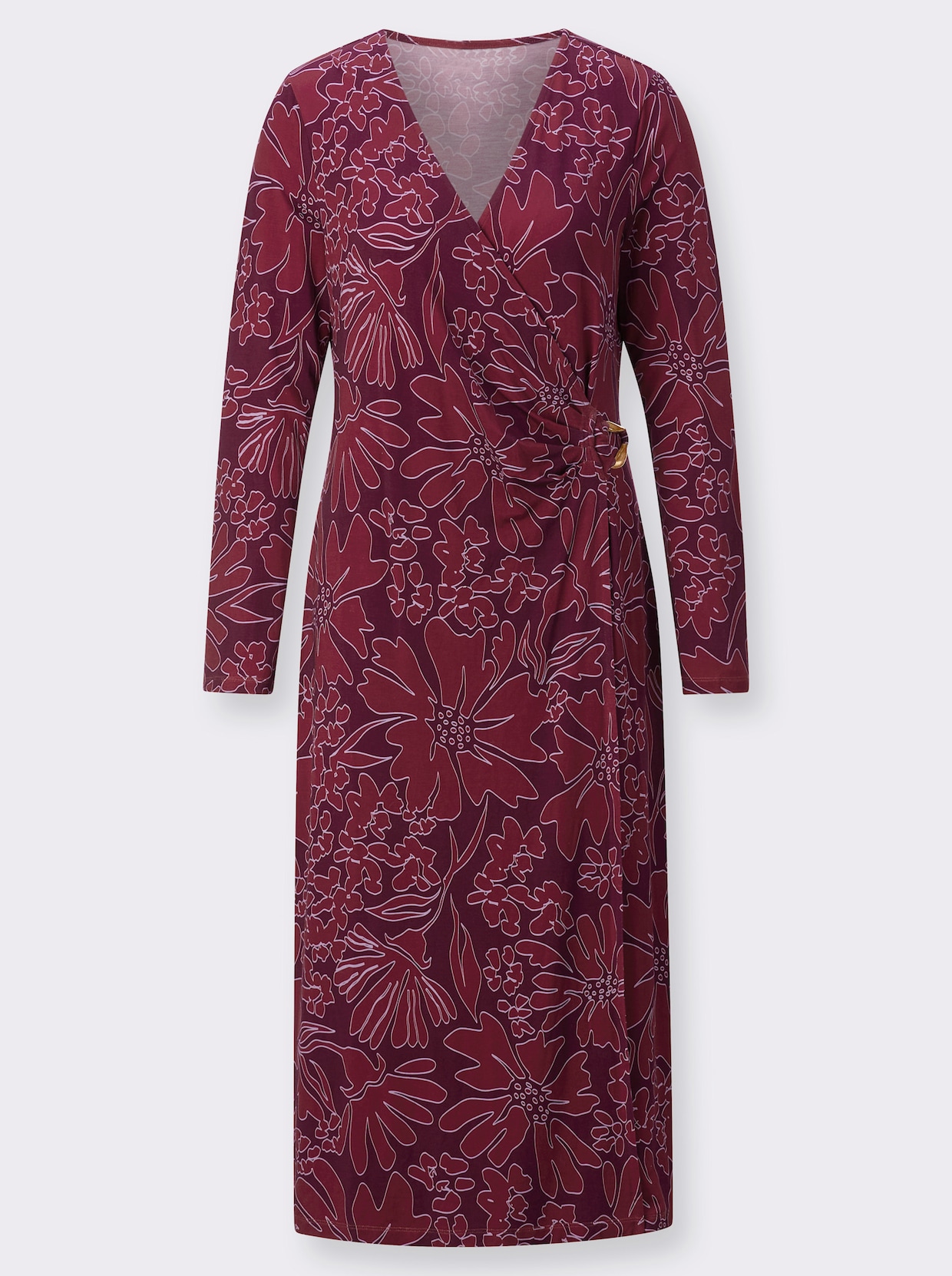 Jerseykleid - burgund-bordeaux-bedruckt