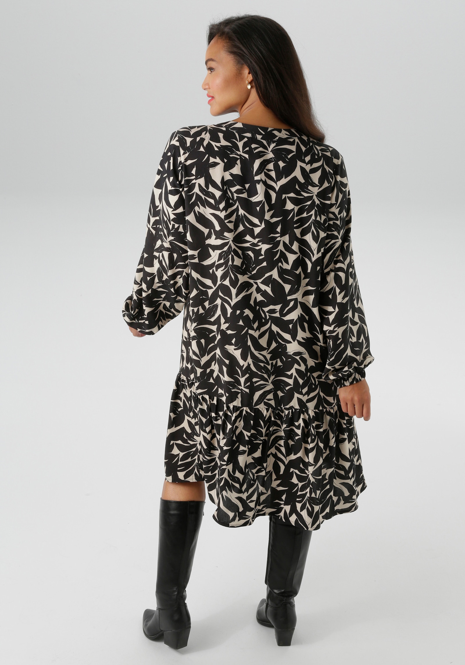 Aniston PLUS Tunikakleid - schwarz-beige