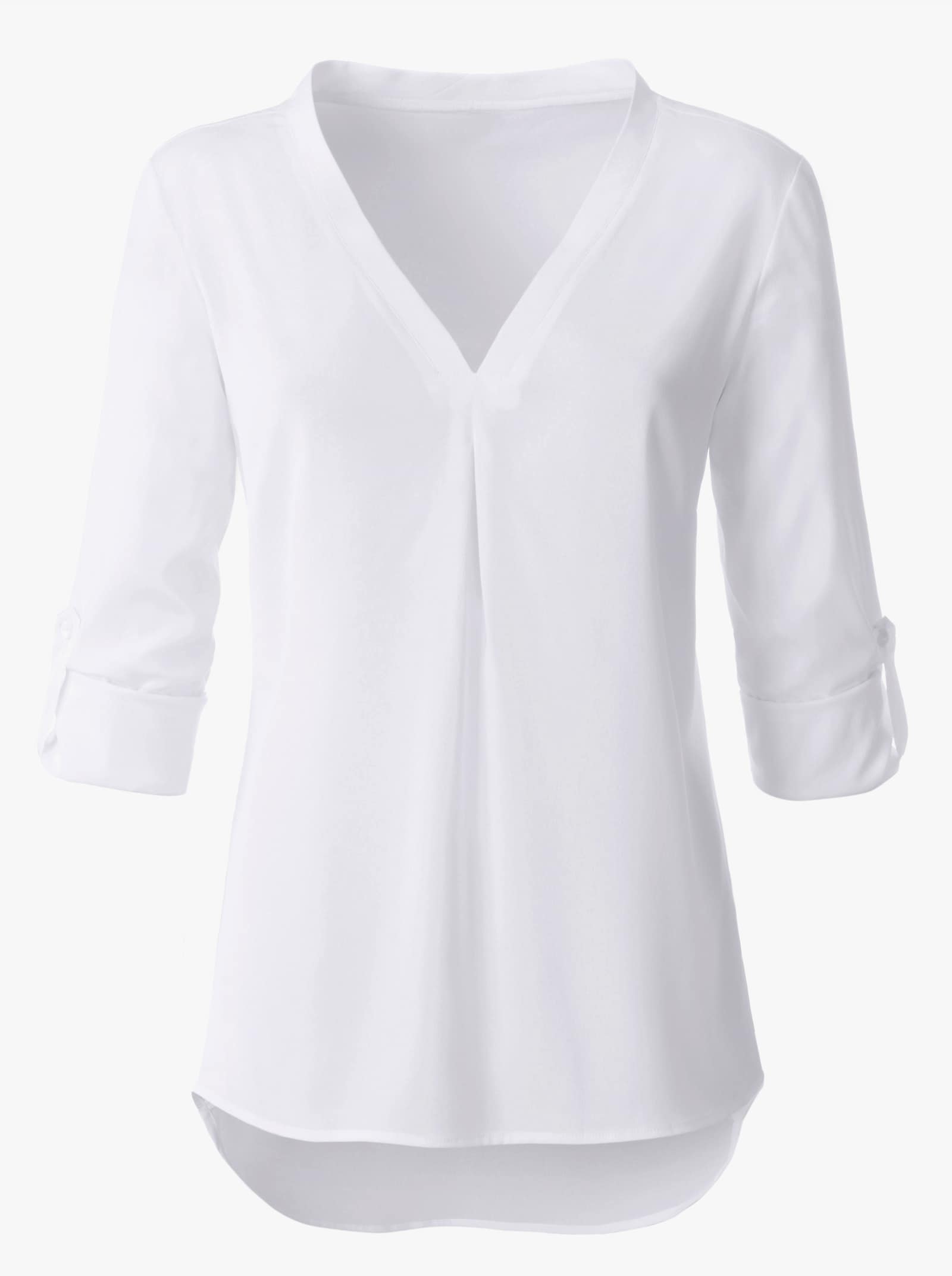 Longbluse mit verlängertem Rückenteil - weiß