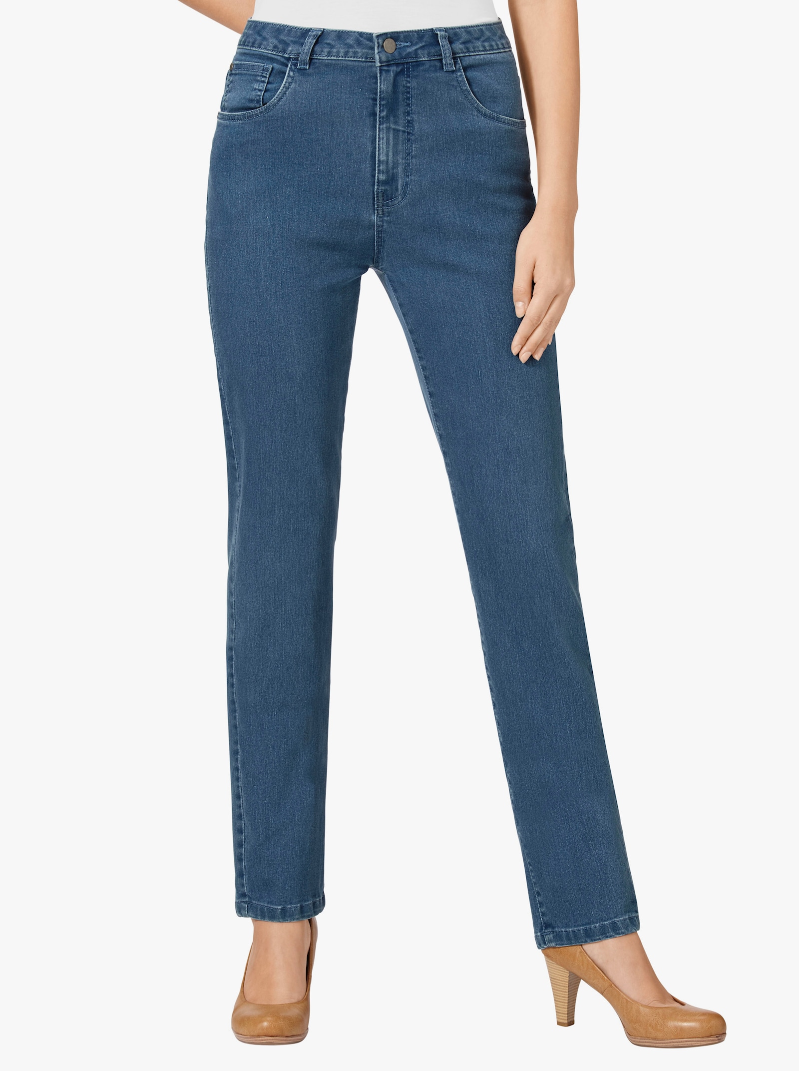 5-Pocket-Jeans mit bestickten Gesäßtaschen - blue-bleached