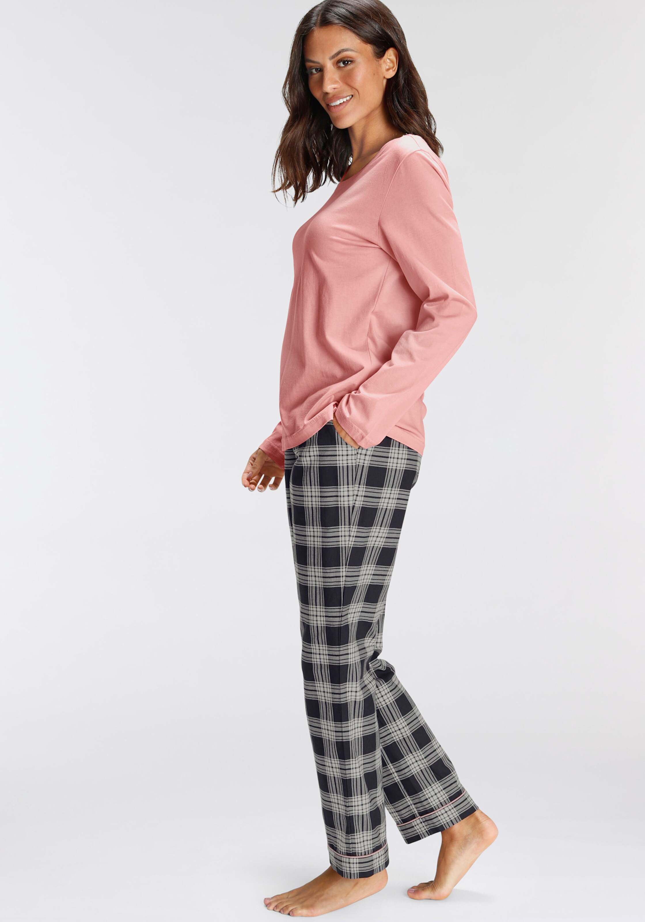 Pyjama donkerroze/zwart/grijs geruit, foto 3