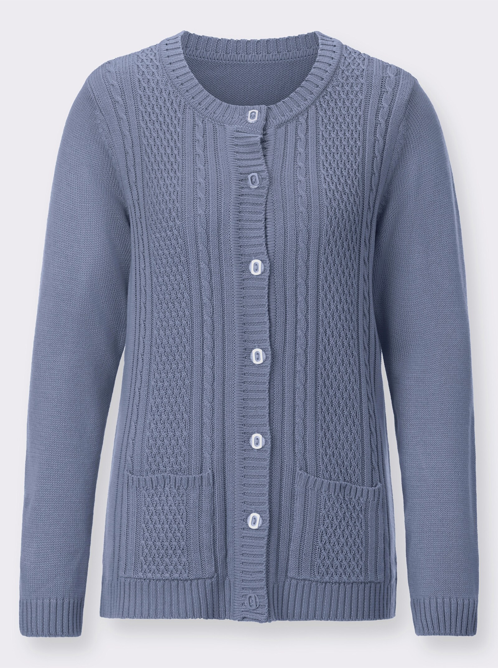 Strickjacke mit Einstrickmuster - taubenblau