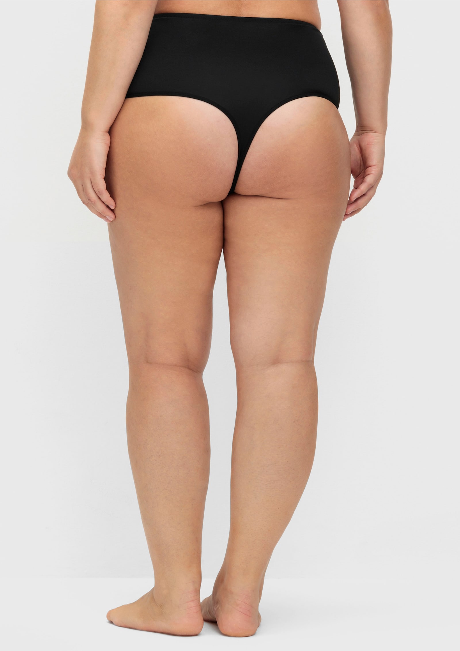 sheego String im Doppelpack, im High-Waist-Schnitt - schwarz + schwarz