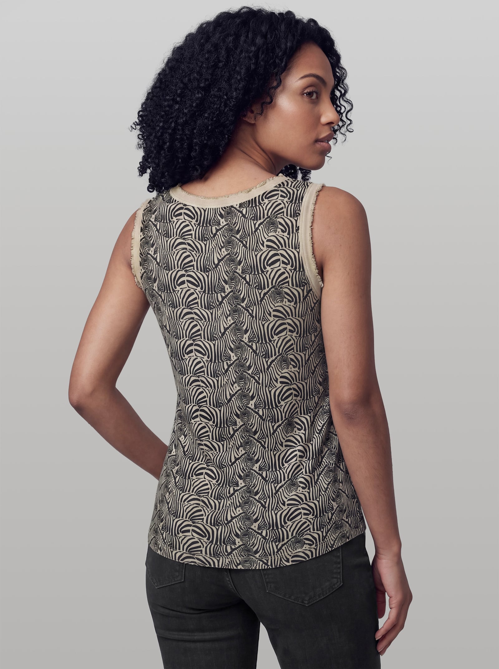 heine Tanktop mit Zebra-Print - sand-schwarz-bedruckt