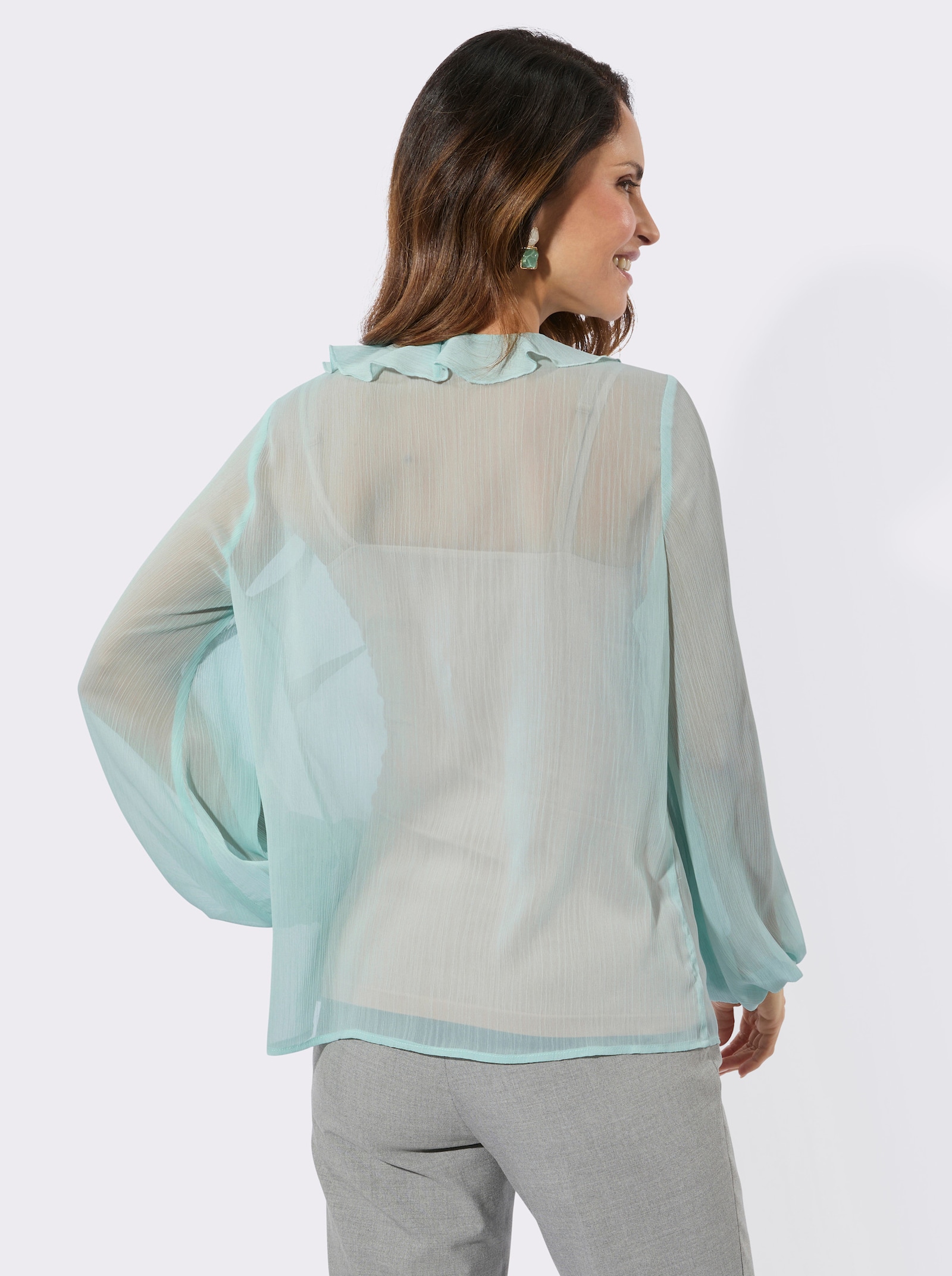 Schlupfbluse mit Volants - kalkmint