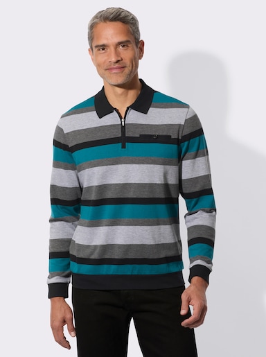 Sweatshirt in streepjesdessin - zwart/aquapetrol gestreept