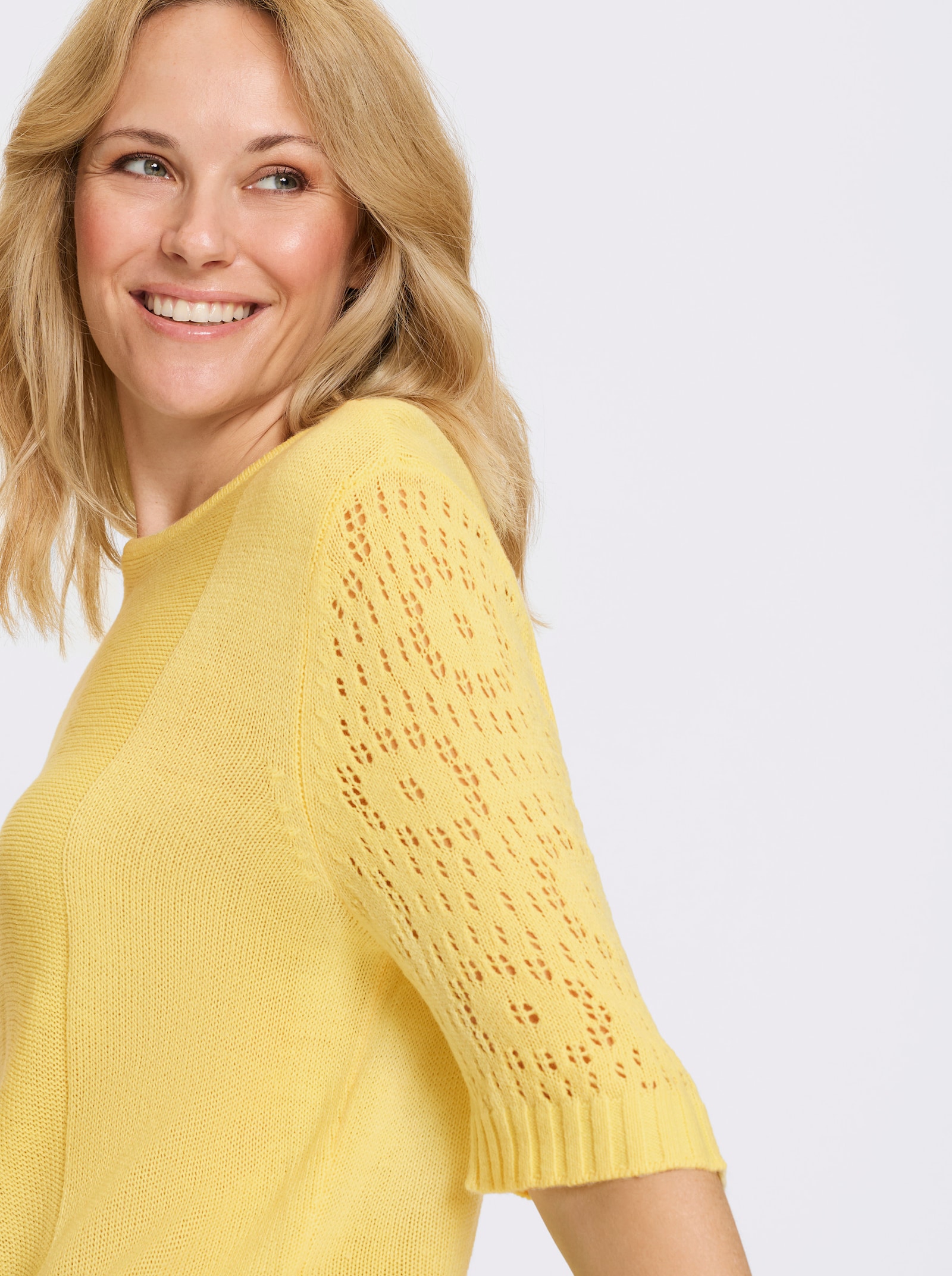 Pullover mit halblangen Ärmeln - zitrone