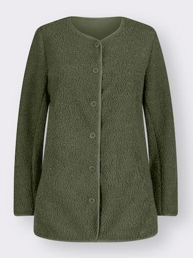Fleecejacke in Teddy-Qualität - khaki