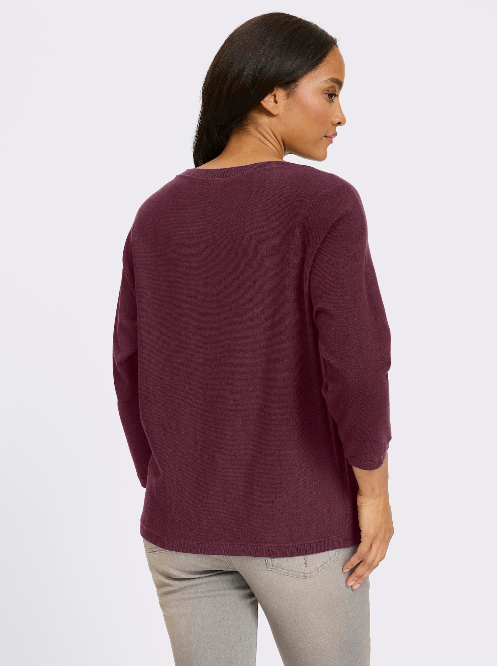 heine Fledermauspullover mit Rippenbündchen - burgund