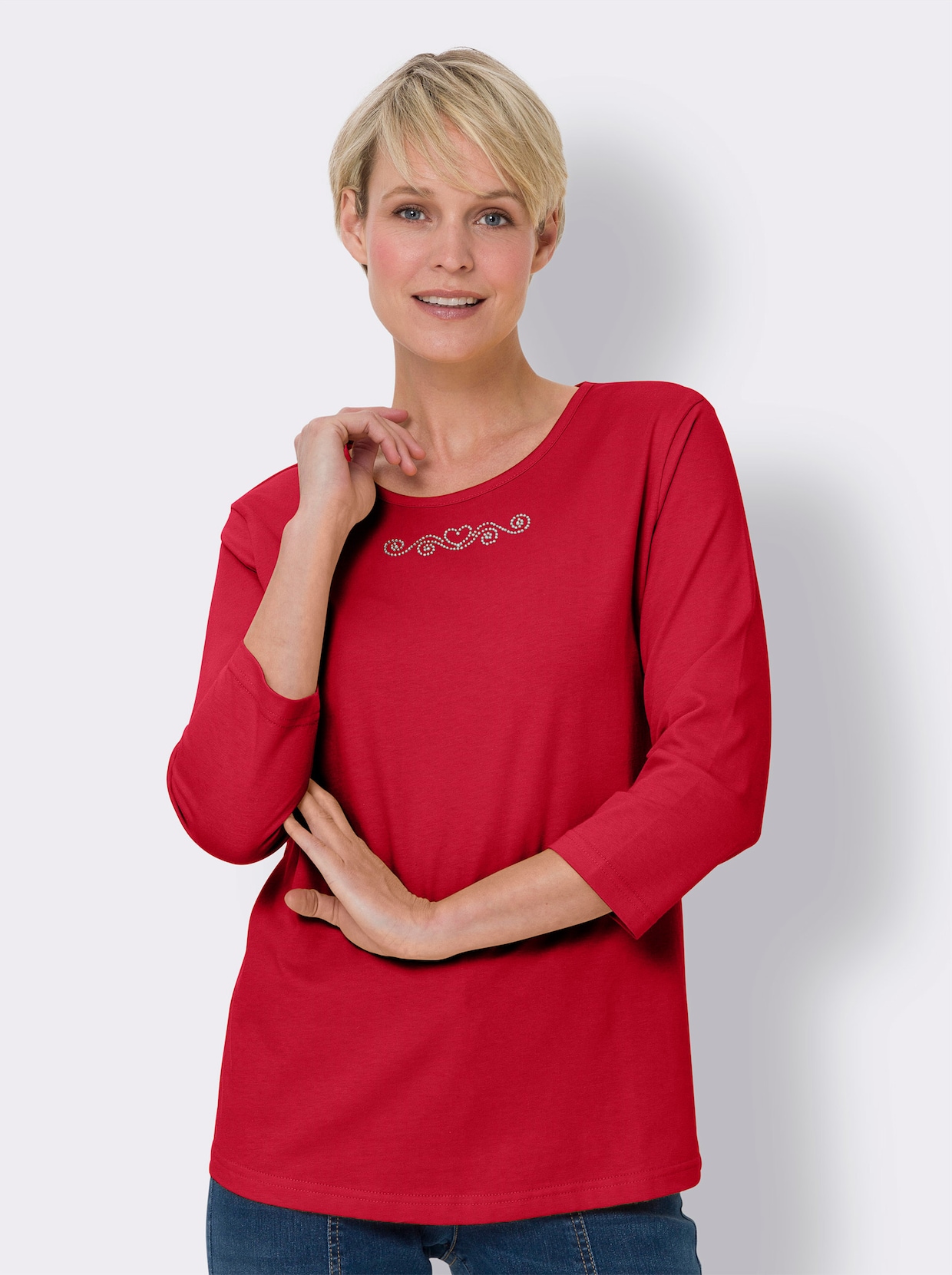 Shirt met 3/4-mouw - rood