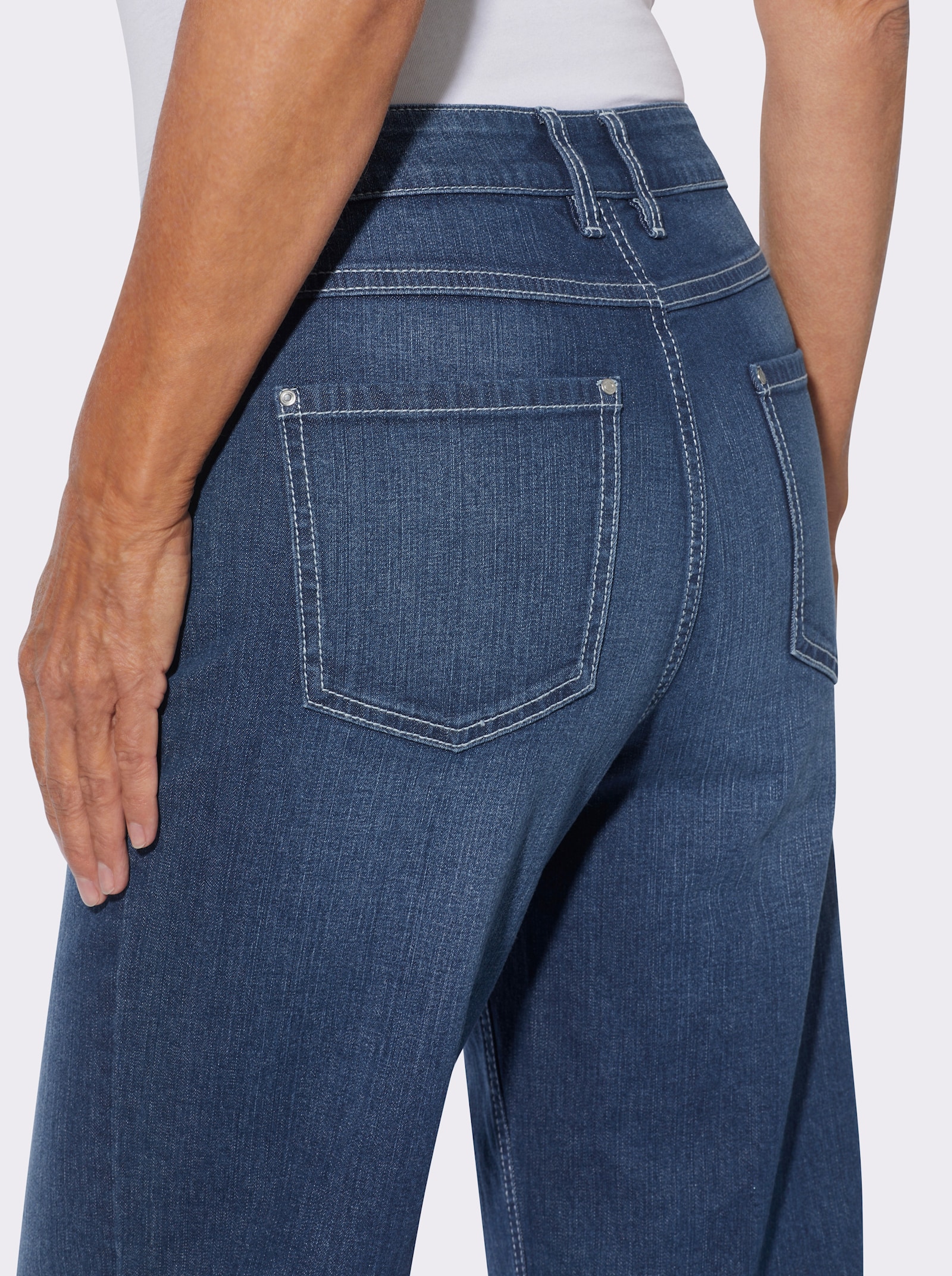 7/8-Jeans mit weitem Bein - blue-stone-washed