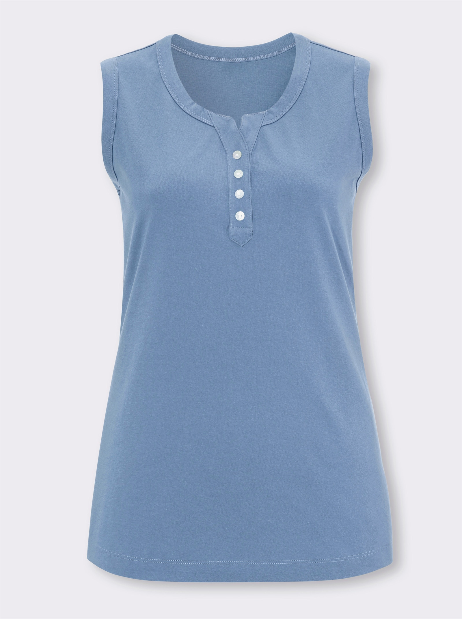 Tanktop mit Knöpfen in Perlmutt-Optik - hellblau